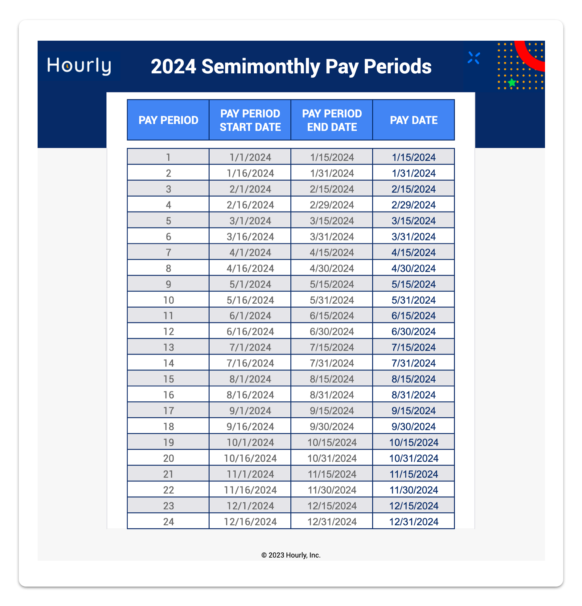 2023 And 2024 Semimonthly Pay Schedules Hourly Inc 2023 And 2024 Semimonthly Pay Schedules Hourly Inc