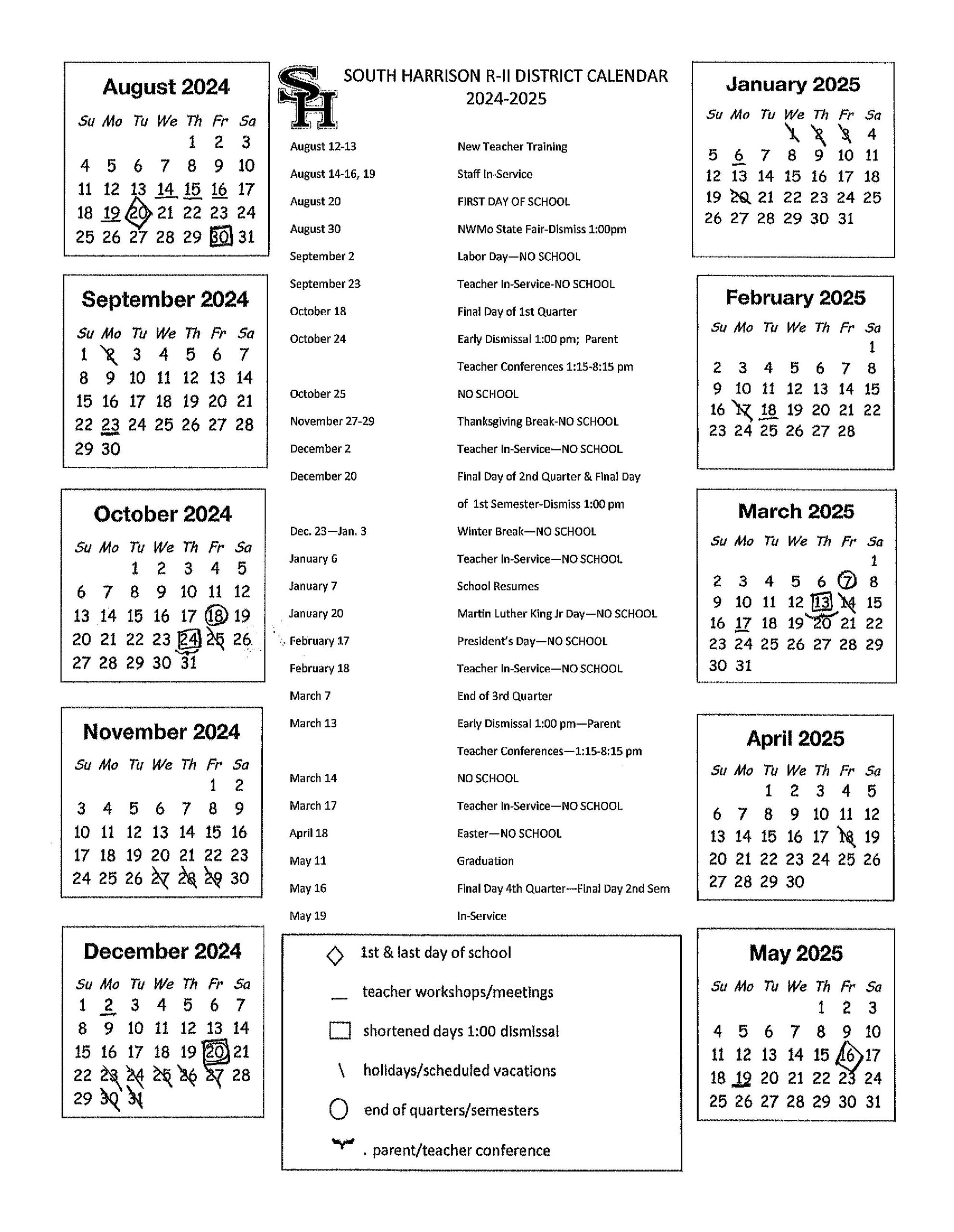 2024 2025 District Calendar South Harrison R II School District 2024 2025 District Calendar South Harrison R II School District