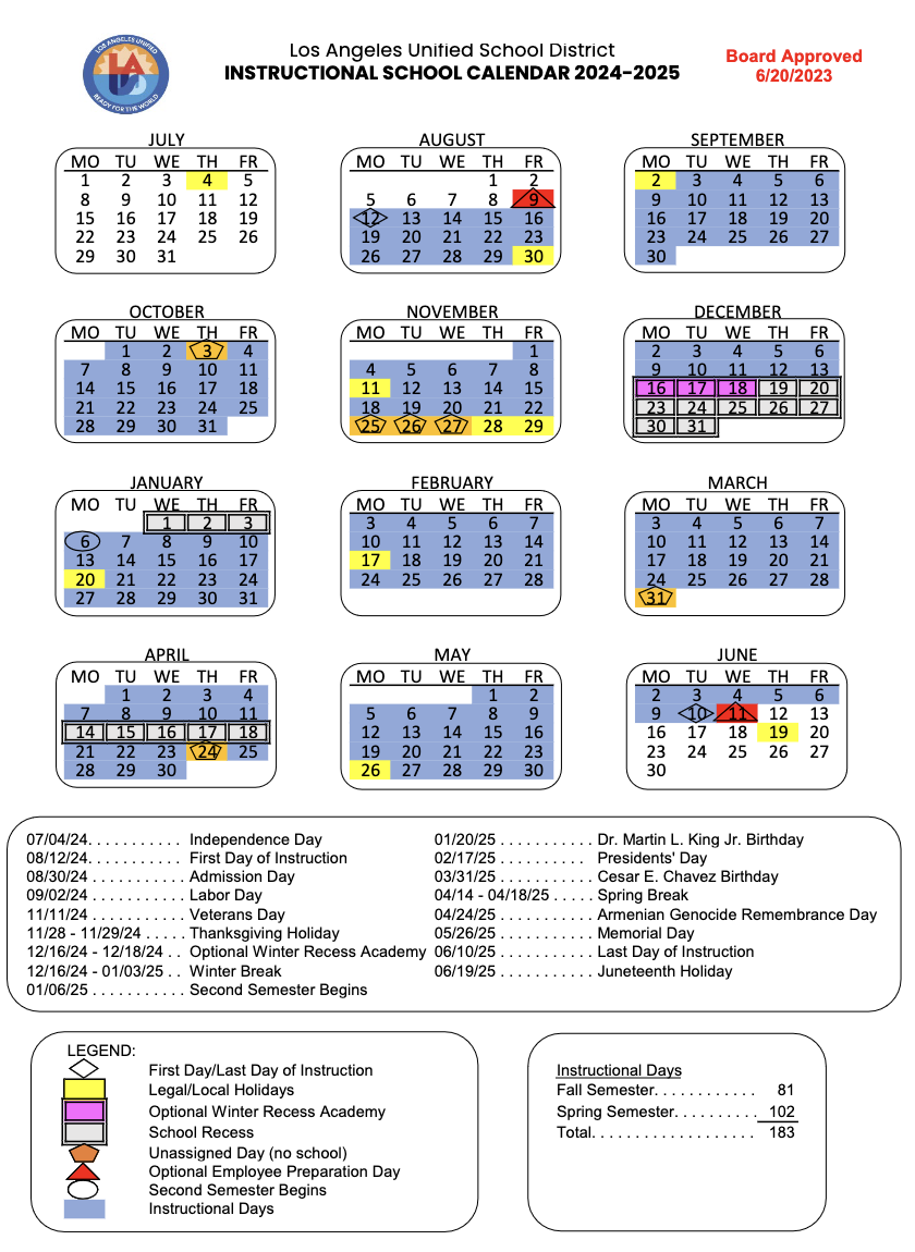 2024 2025 Instructional Calendar Dixie Canyon Community Charter 2024 2025 Instructional Calendar Dixie Canyon Community Charter