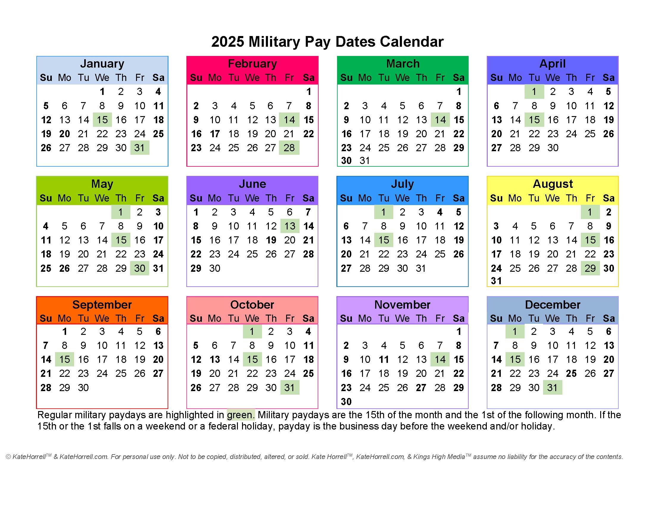 2025 Active Duty Military Paydays With Printables KateHorrell