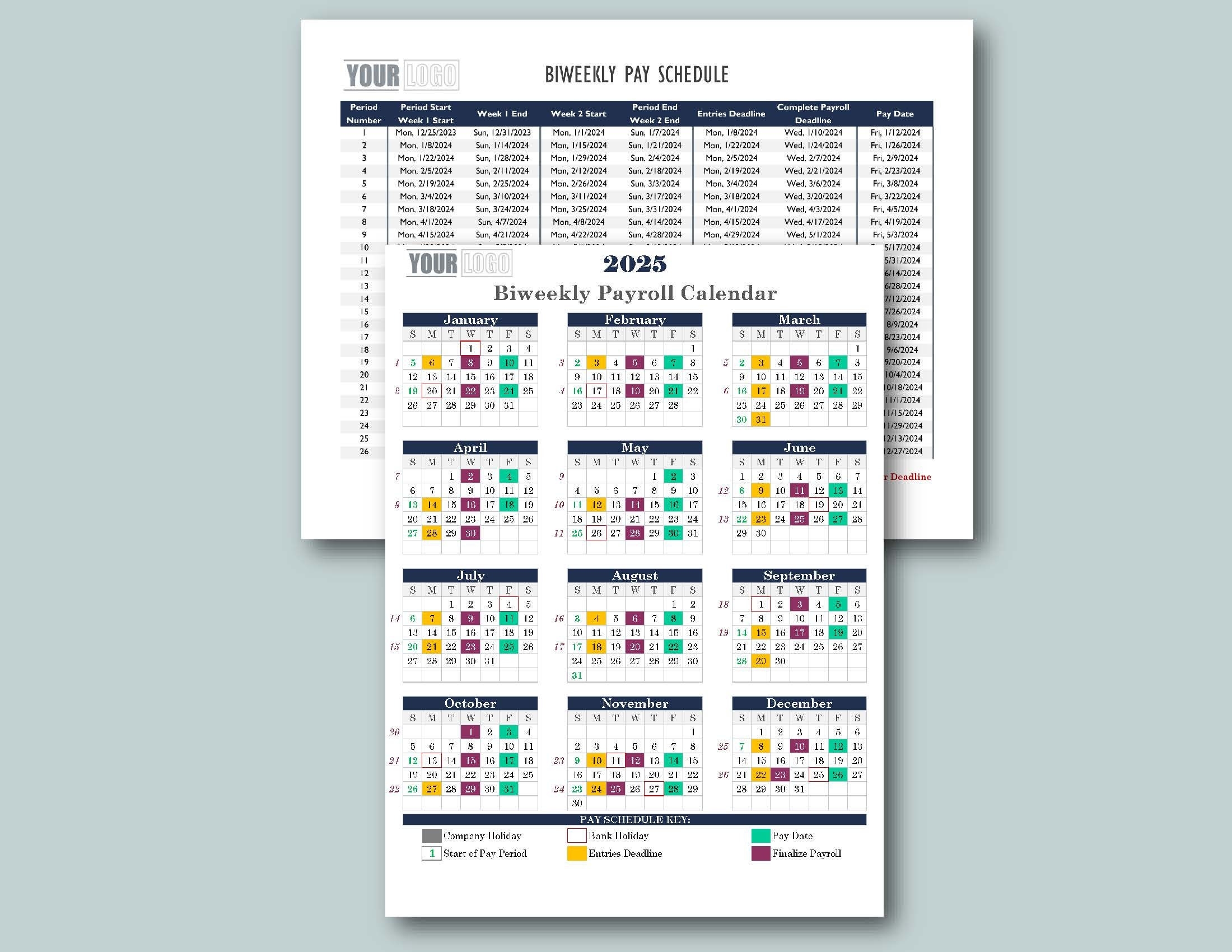 2025 Bi weekly Payroll Calendar Schedule Template excel Download printable Etsy 2025 Bi weekly Payroll Calendar Schedule Template excel Download printable Etsy