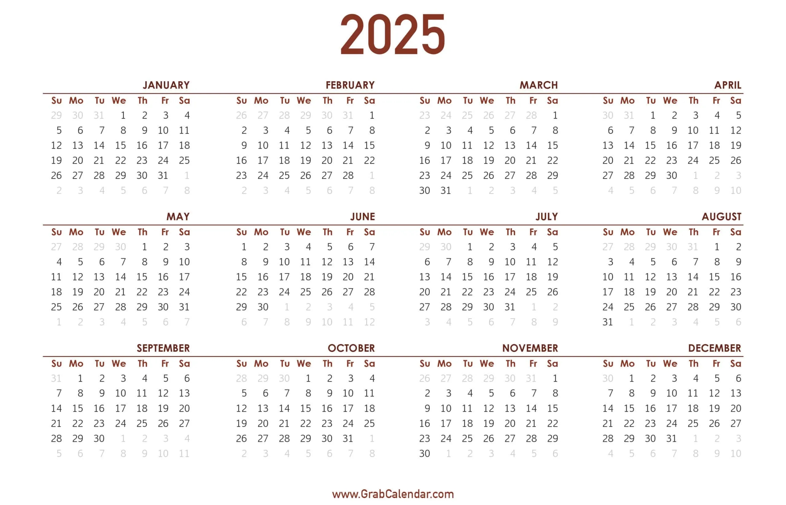 2025 Calendar Grab Calendar 2025 Calendar Grab Calendar
