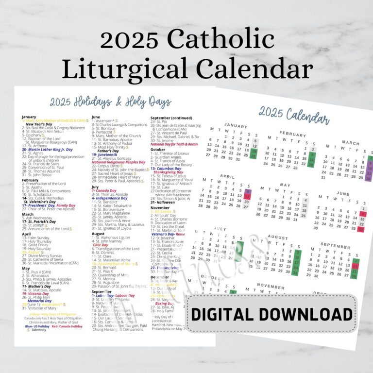 2025 Catholic Calendar DIGITAL DOWNLOAD Etsy
