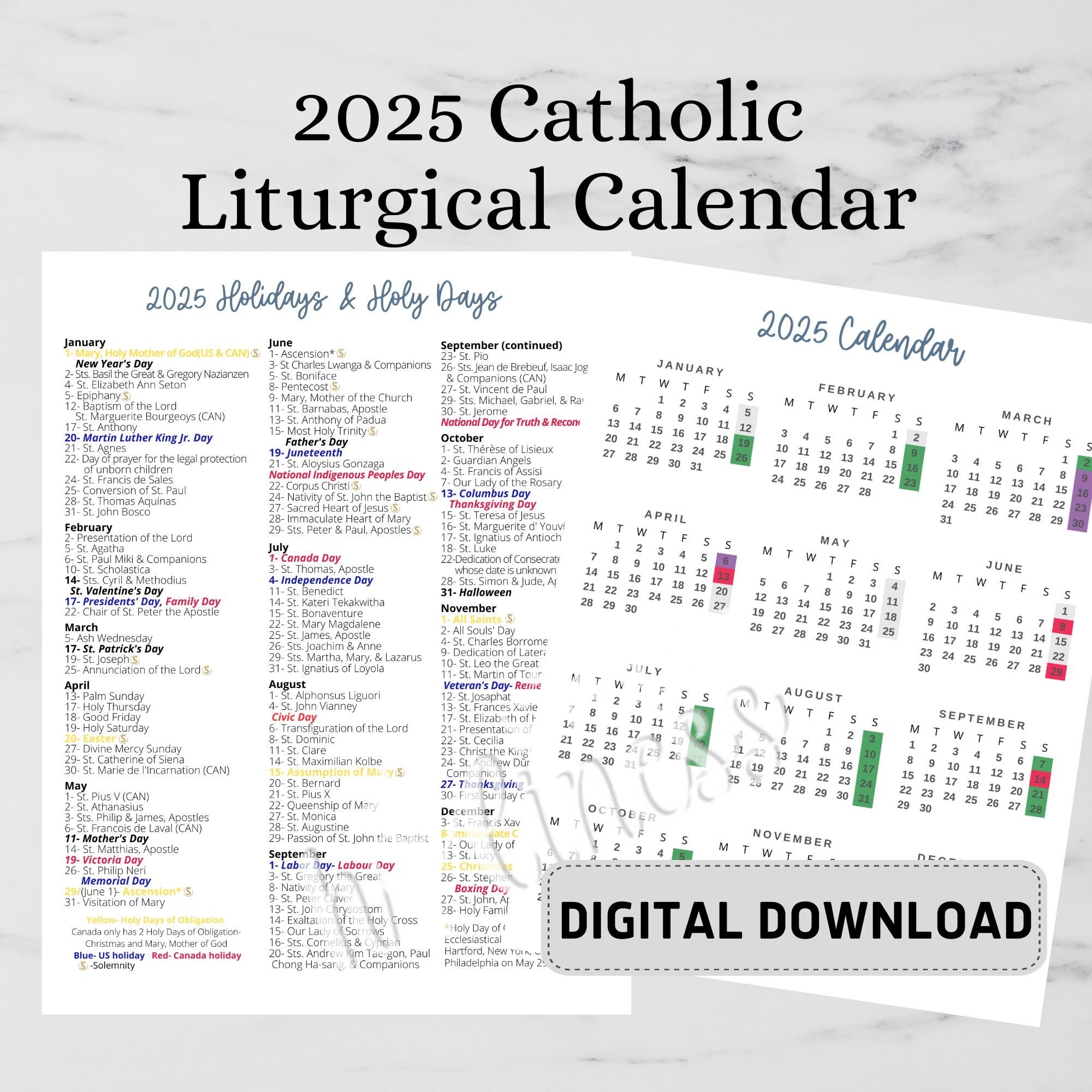 2025 Catholic Calendar DIGITAL DOWNLOAD Etsy 2025 Catholic Calendar DIGITAL DOWNLOAD Etsy