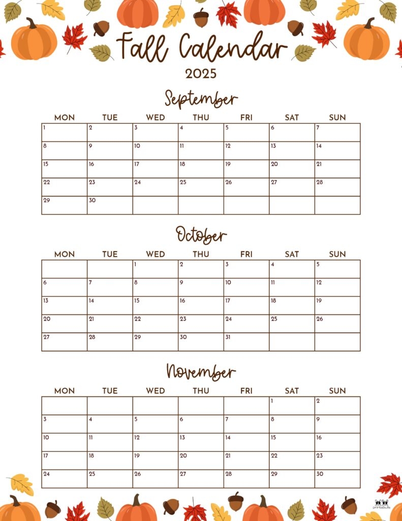 2025 Fall Calendars 14 FREE Printables Printabulls 2025 Fall Calendars 14 FREE Printables Printabulls