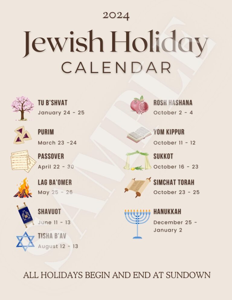 2025 Jewish Holiday Calendar Etsy New Zealand