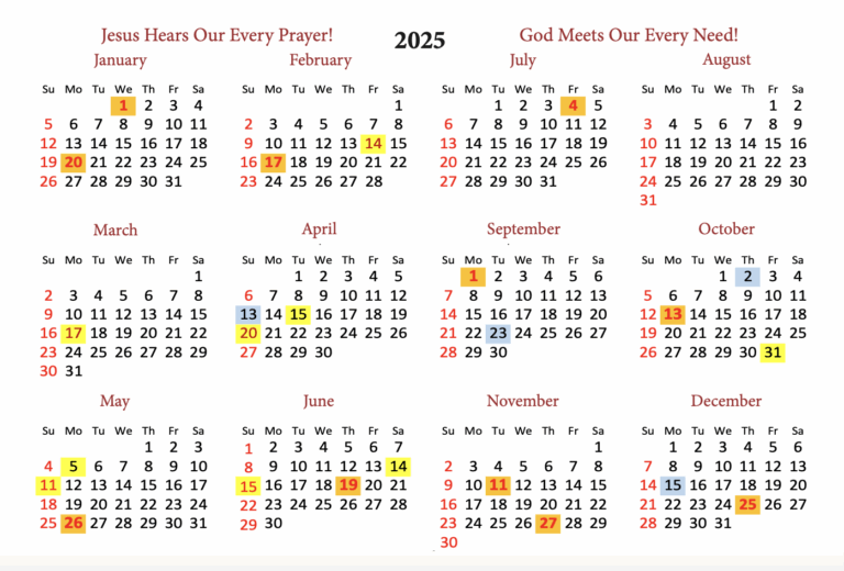 2025 Pocket Calendar