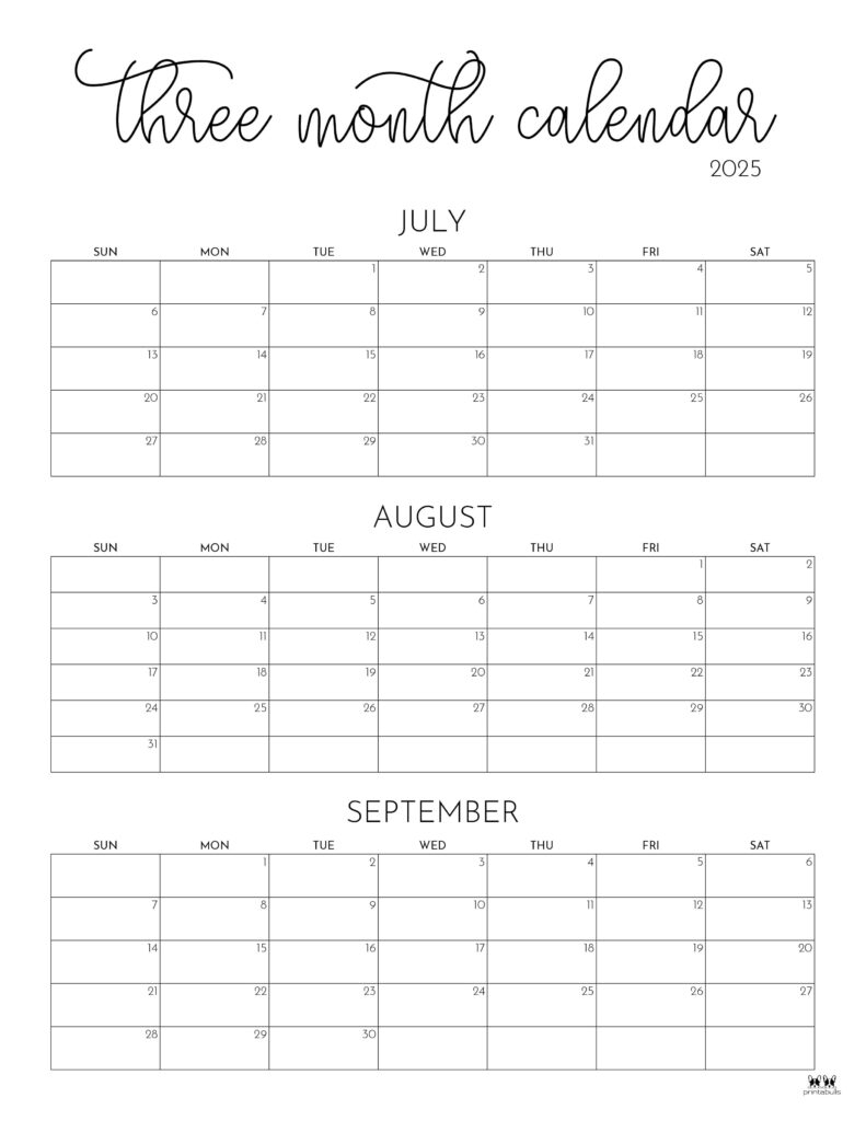 2025 Three Month Quarterly Calendars 36 FREE Cals Printabulls 2025 Three Month Quarterly Calendars 36 FREE Cals Printabulls