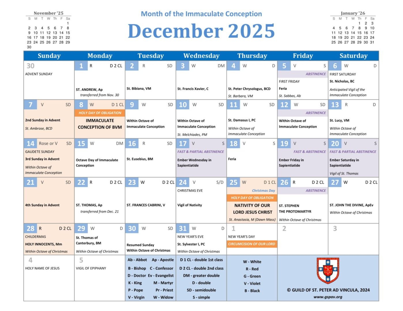 2025 Traditional Catholic Calendar Guild Of St Peter Ad Vincula 2025 Traditional Catholic Calendar Guild Of St Peter Ad Vincula