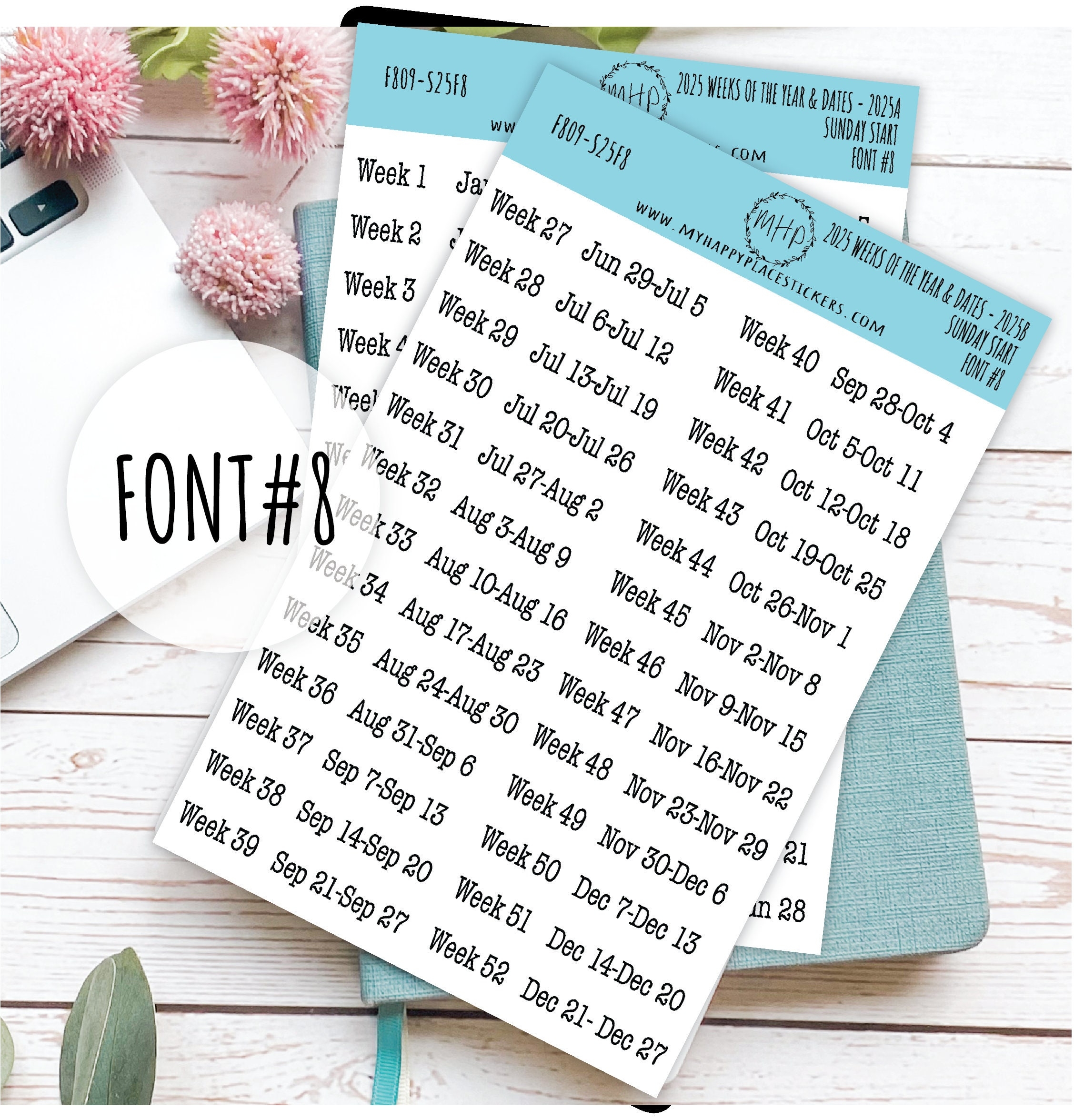 2025 Weeks Of The Year Stickers SUNDAY START For Planners And Bullet Journals F809 Etsy 2025 Weeks Of The Year Stickers SUNDAY START For Planners And Bullet Journals F809 Etsy