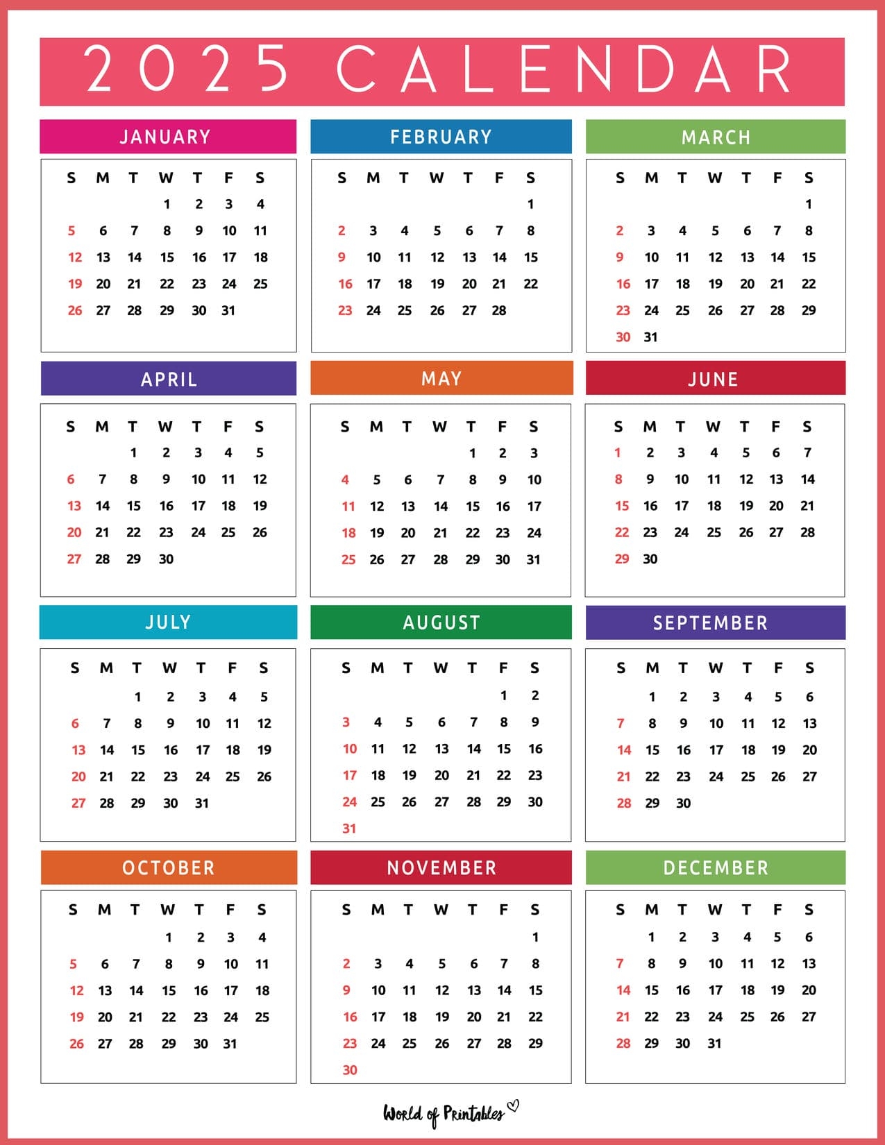 2025 year at a glance calendar 2025 year at a glance calendar