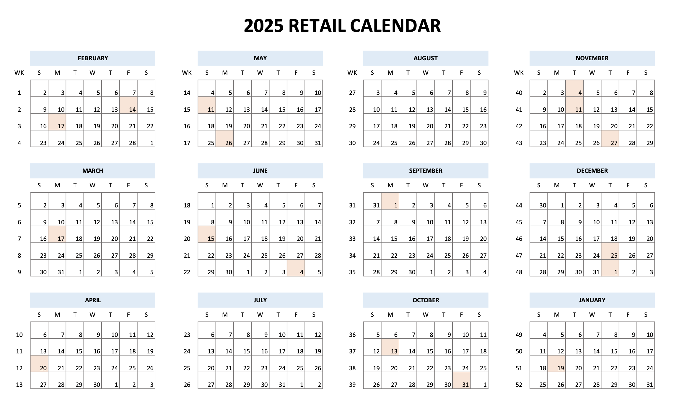 2025 fiscal calendar