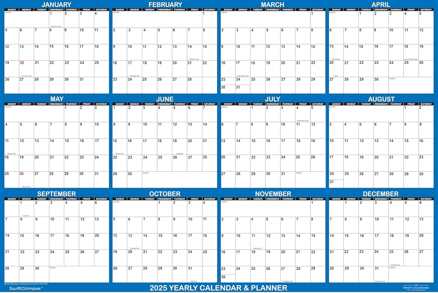 48 X 72 SwiftGlimpse 2025 Wall Calendar Erasable HUGE Jumbo Wet Dry Erase Laminated 12 Month Annual Yearly Wall Planner Horizontal Navy Walmart
