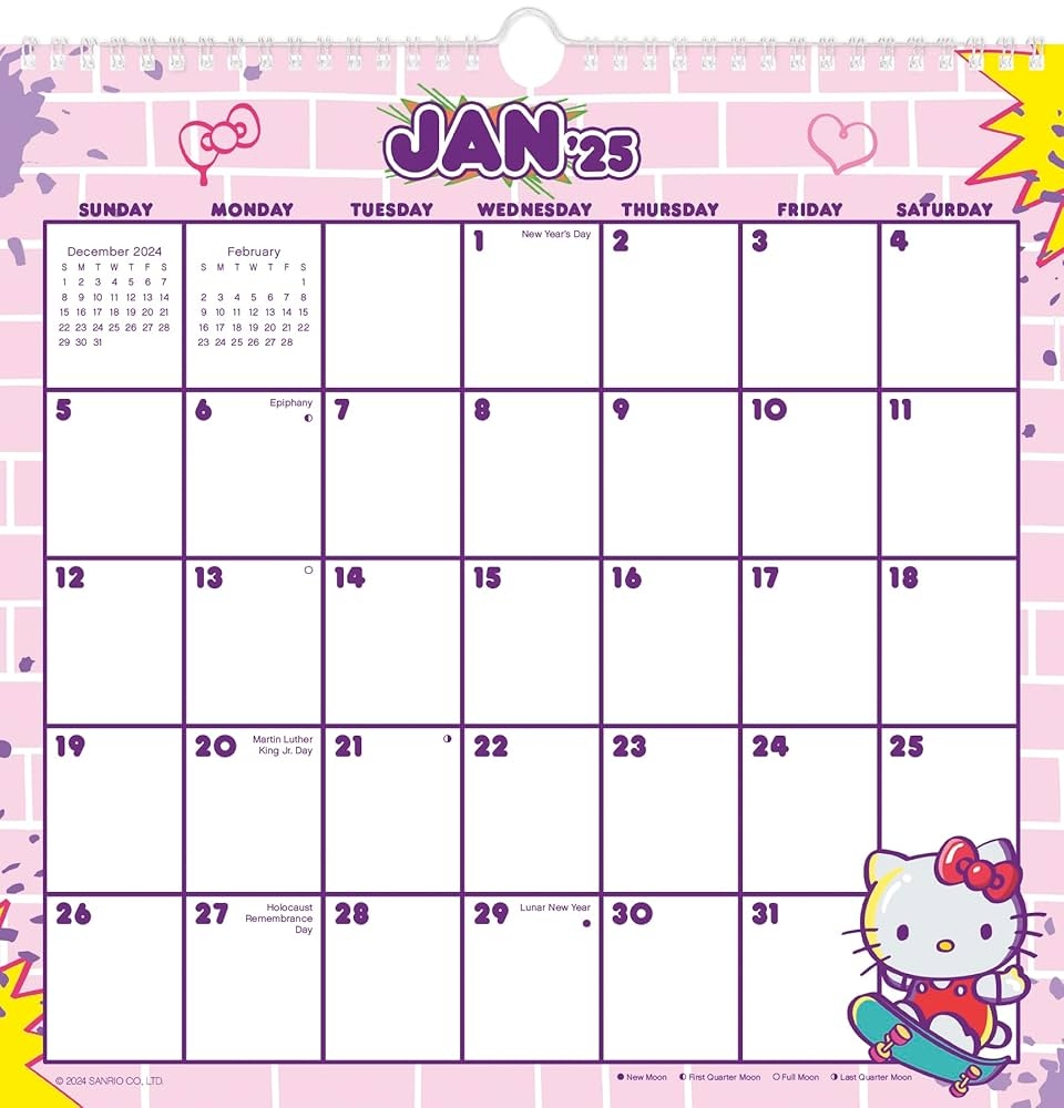 Amazon 2025 Hello Kitty Friends Spiral Wall Calendar 9798888281680 Trends International Books