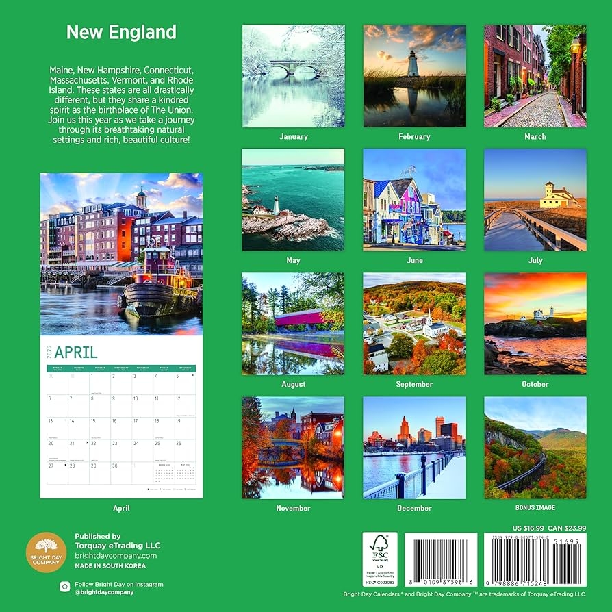 Amazon 2025 New England Monthly Wall Calendar By Bright Day 12 X 12 Inch Northeastern United States Boston Office Products Amazon 2025 New England Monthly Wall Calendar By Bright Day 12 X 12 Inch Northeastern United States Boston Office Products