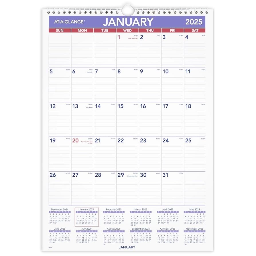 Amazon AT A GLANCE 2025 Wall Calendar 12 X 17 Medium Tall PM22825 