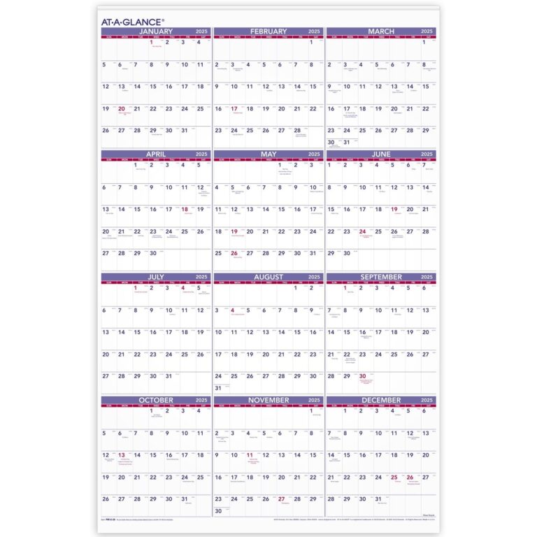 Amazon AT A GLANCE 2025 Wall Calendar Monthly 24 X 36 Extra Large Paper PM122825