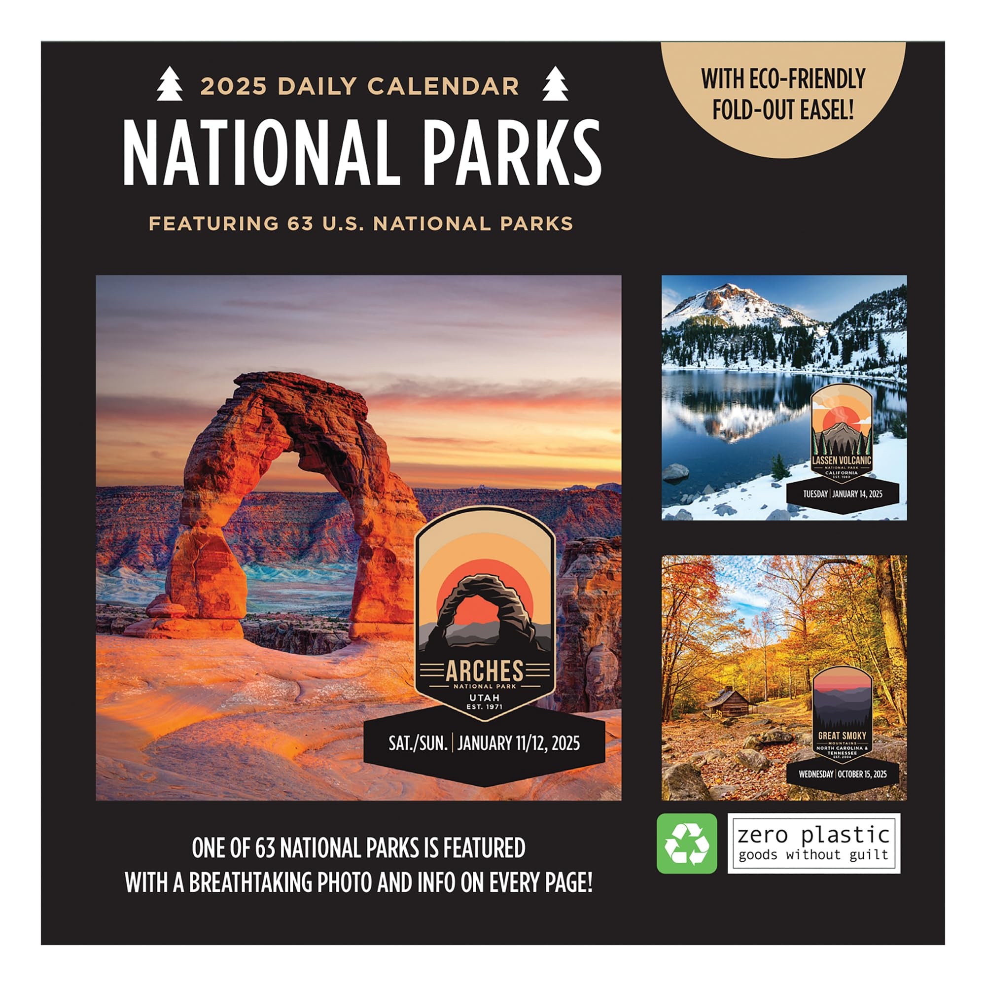 Amazon TF PUBLISHING 2025 National Parks Daily Desktop Calendar Home Office Organization Small Desk Top Calendar Full Color Tear Off Pages Standing Fold Out Cardboard Easel For Desks 5 25 x5 25 
