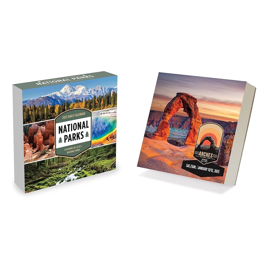 Amazon TF PUBLISHING 2025 National Parks Daily Desktop Calendar Home Office Organization Small Desk Top Calendar Full Color Tear Off Pages Standing Fold Out Cardboard Easel For Desks 5 25 x5 25 