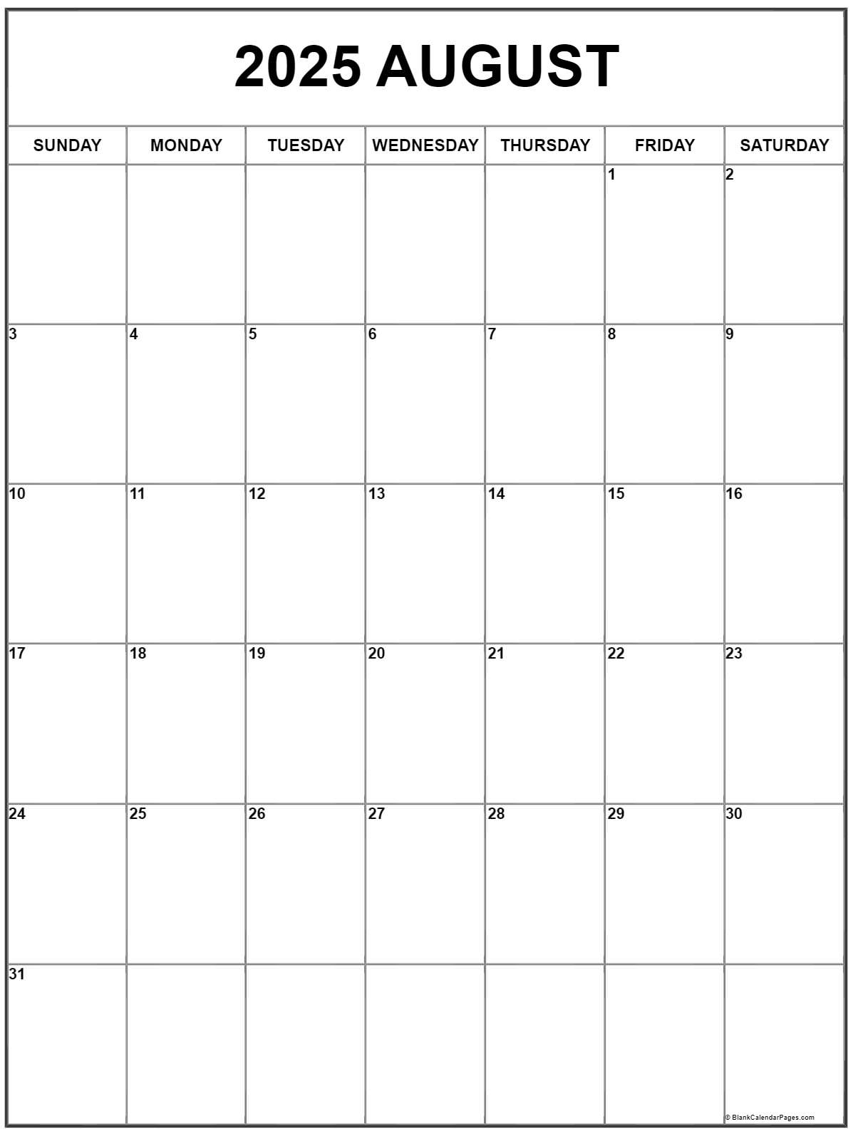2025 aug calendar
