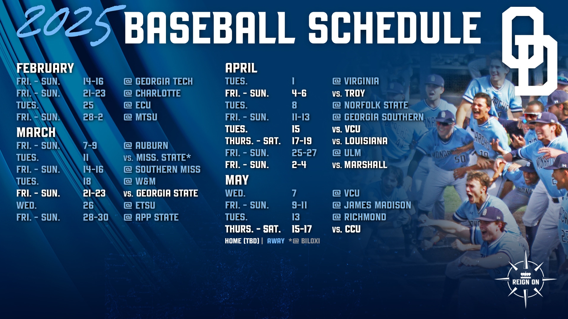 Baseball Announces Opponents And Dates For 2025 Schedule Old Dominion Athletics