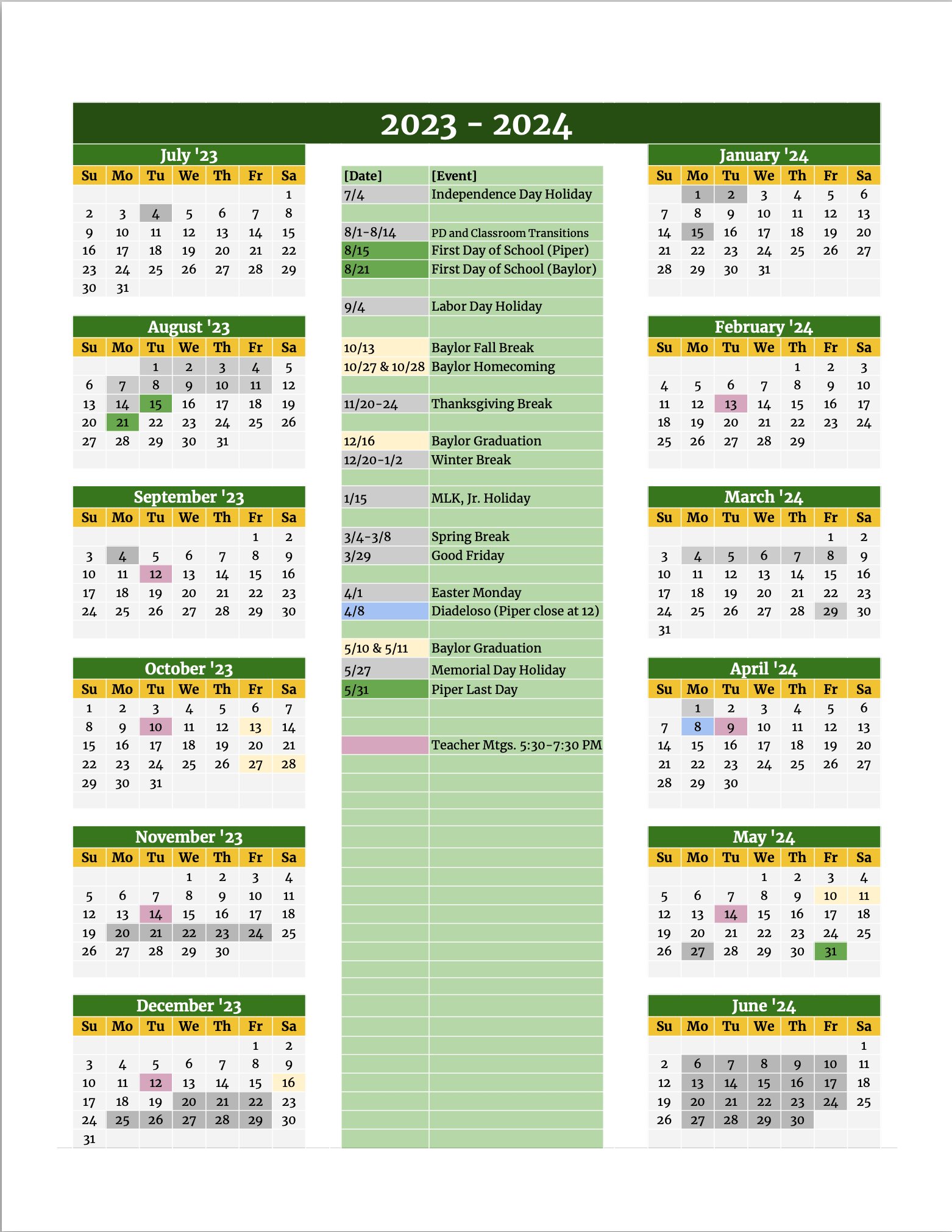 Baylor Spring 2024 Calendar Baylor Spring 2024 Calendar
