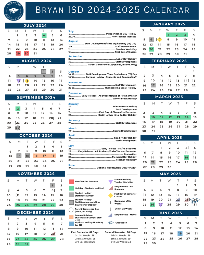 Bryan ISD School Board Adopts Calendar For 2024 2025 School Year Bryan ISD Bryan ISD School Board Adopts Calendar For 2024 2025 School Year Bryan ISD