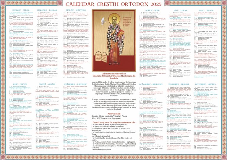 Calendar 2025 Istoria Bisericii Ortodoxe Muntenegrene