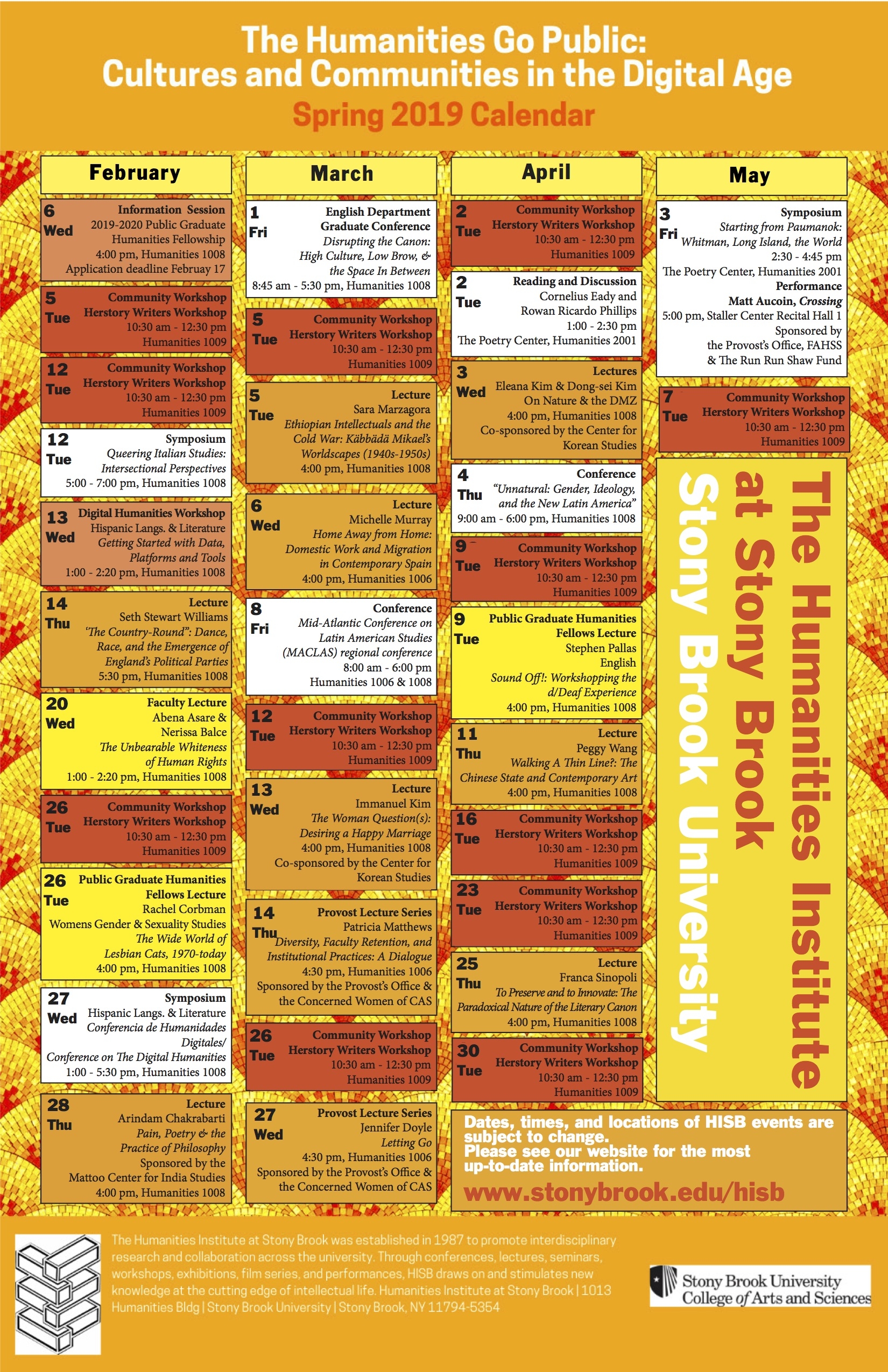 Calendars Humanities Institute Calendars Humanities Institute