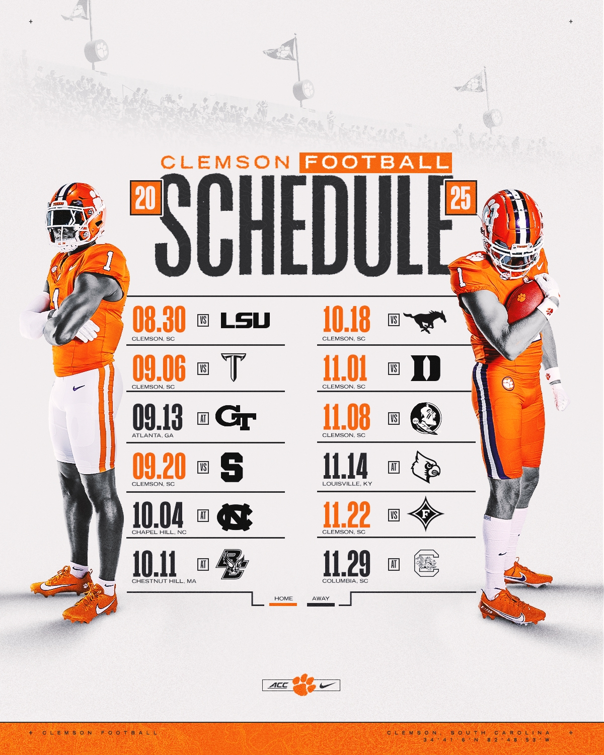 Clemson Announces 2025 Football Schedule Clemson Tigers Official Athletics Site Clemson Announces 2025 Football Schedule Clemson Tigers Official Athletics Site