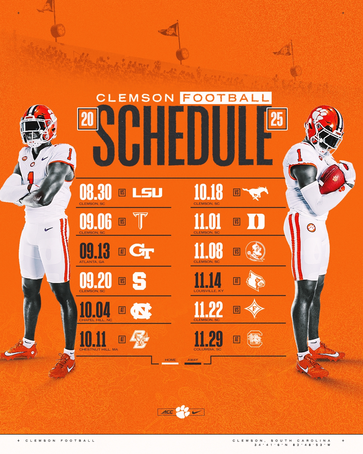 Clemson Announces 2025 Football Schedule Clemson Tigers Official Athletics Site Clemson Announces 2025 Football Schedule Clemson Tigers Official Athletics Site