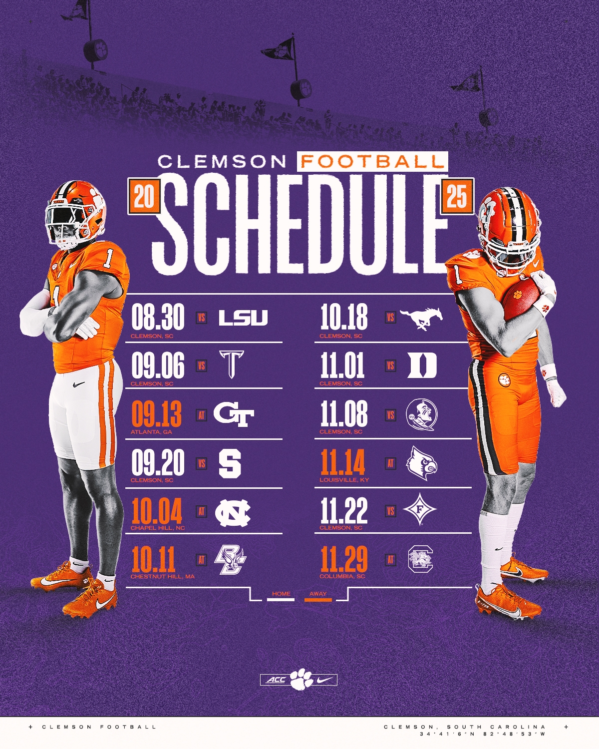 Clemson Announces 2025 Football Schedule Clemson Tigers Official Athletics Site Clemson Announces 2025 Football Schedule Clemson Tigers Official Athletics Site