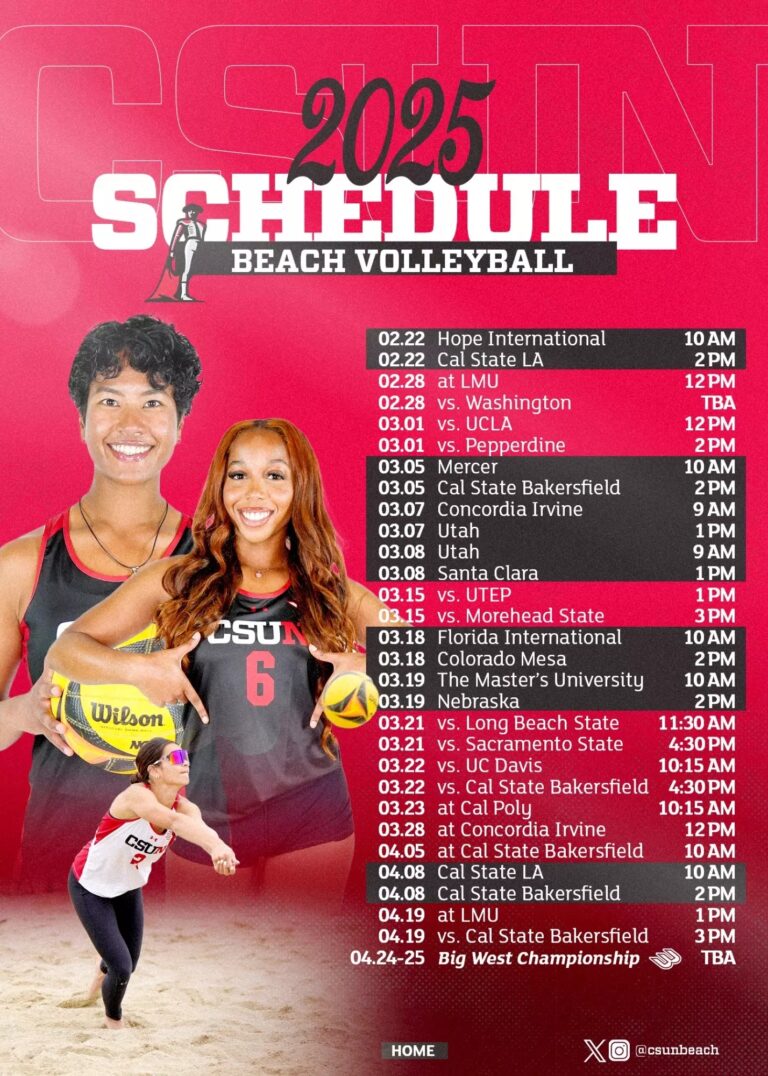 CSUN Announces 2025 Beach Schedule CSUN Athletics