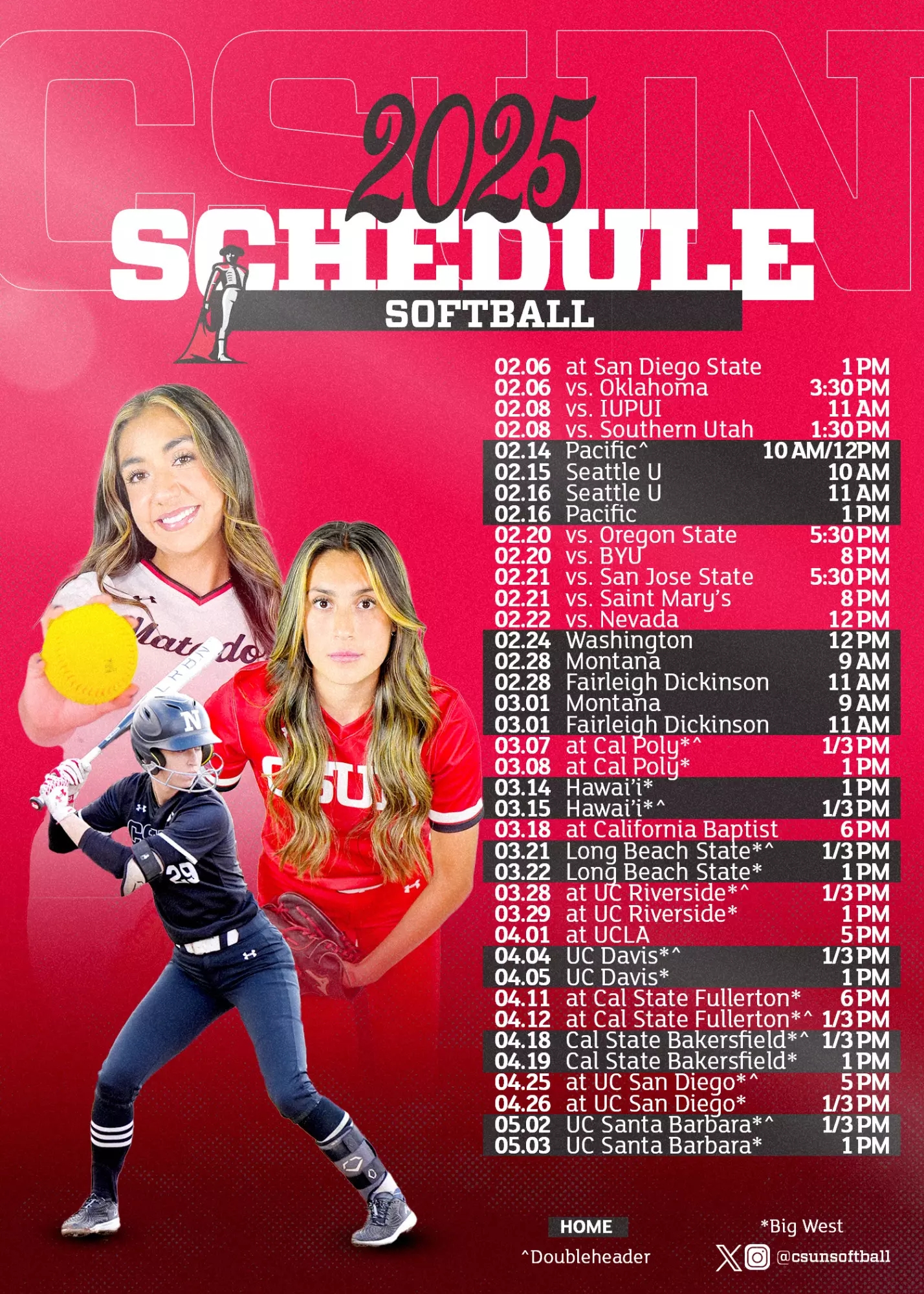 CSUN Finalizes 2025 Softball Schedule CSUN Athletics