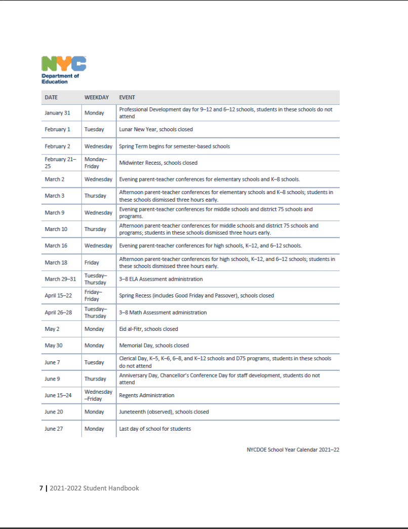 DOE Calendar IAM HS DOE Calendar IAM HS