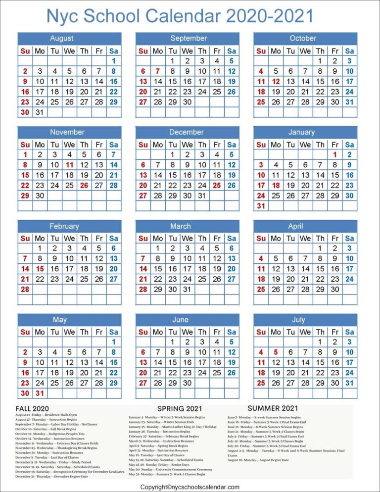 Download Print NYC DOE Calendar 2025 26