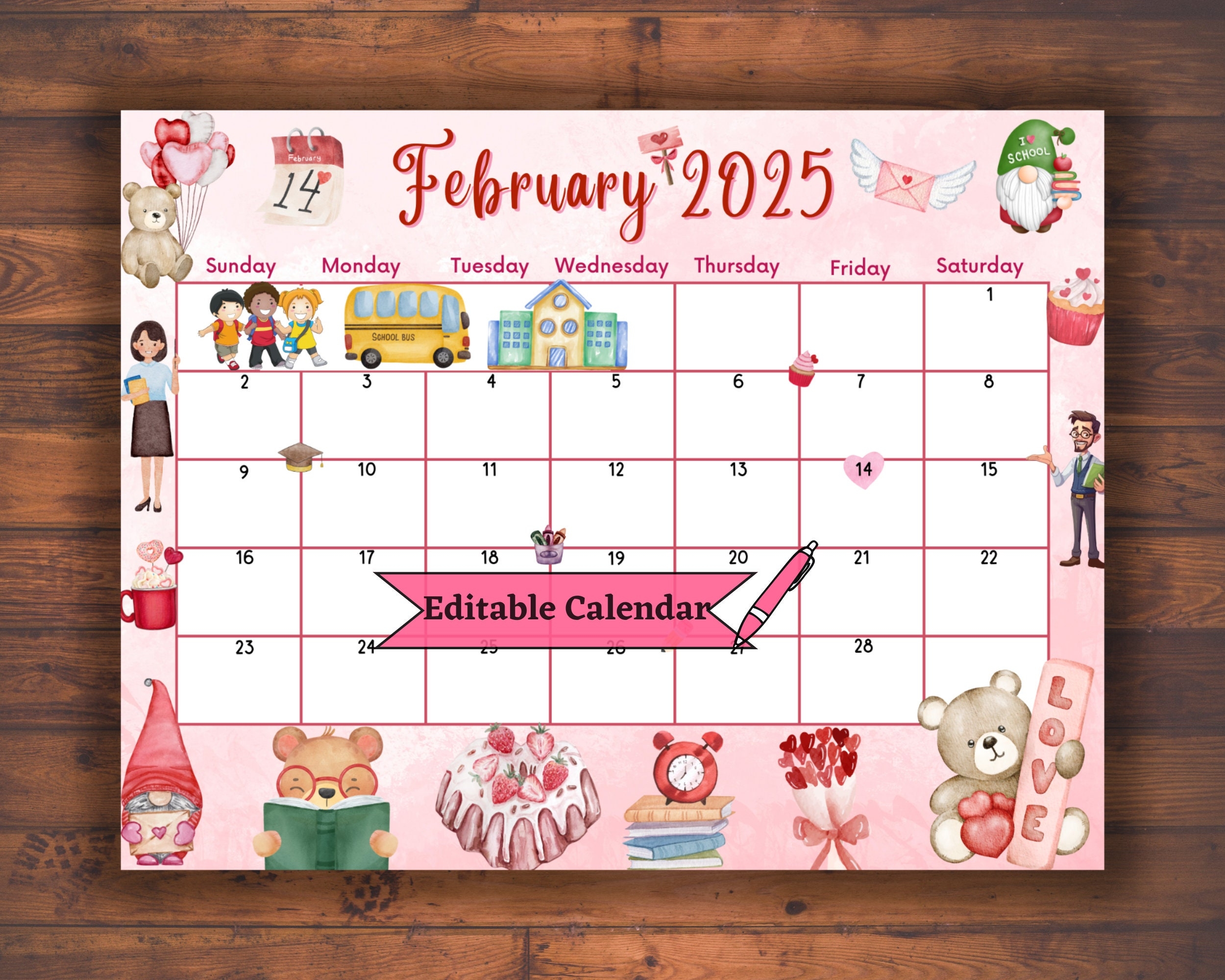 Editable Fillable February 2025 Calendar For Valentine s Day Printable Teacher Planner With Lovely Gifts Kids School Agenda Digital PDF Etsy Editable Fillable February 2025 Calendar For Valentine s Day Printable Teacher Planner With Lovely Gifts Kids School Agenda Digital PDF Etsy