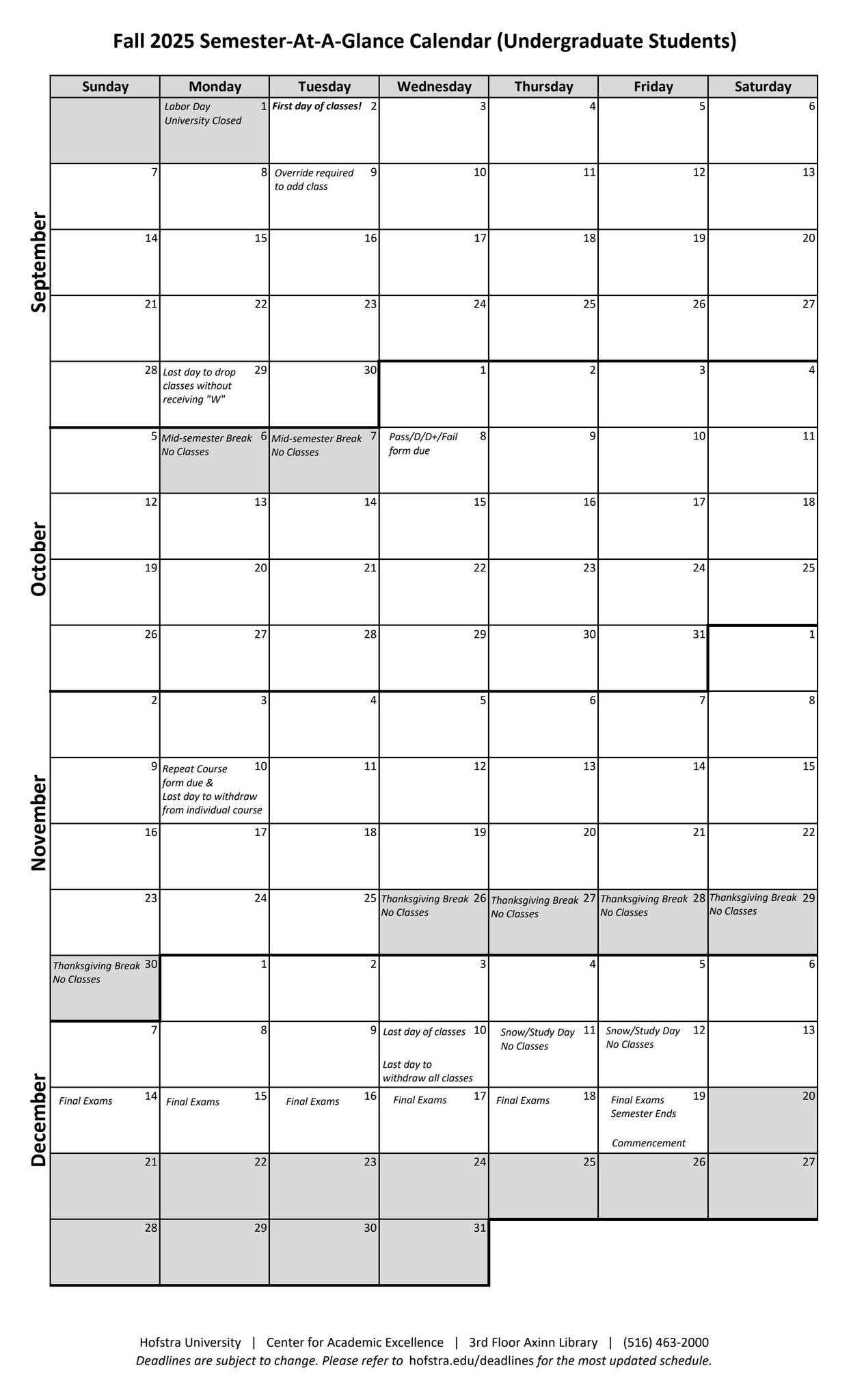 Fall 2025 Semester At A Glance Calendar Undergraduate Students By Hofstra University Issuu Fall 2025 Semester At A Glance Calendar Undergraduate Students By Hofstra University Issuu