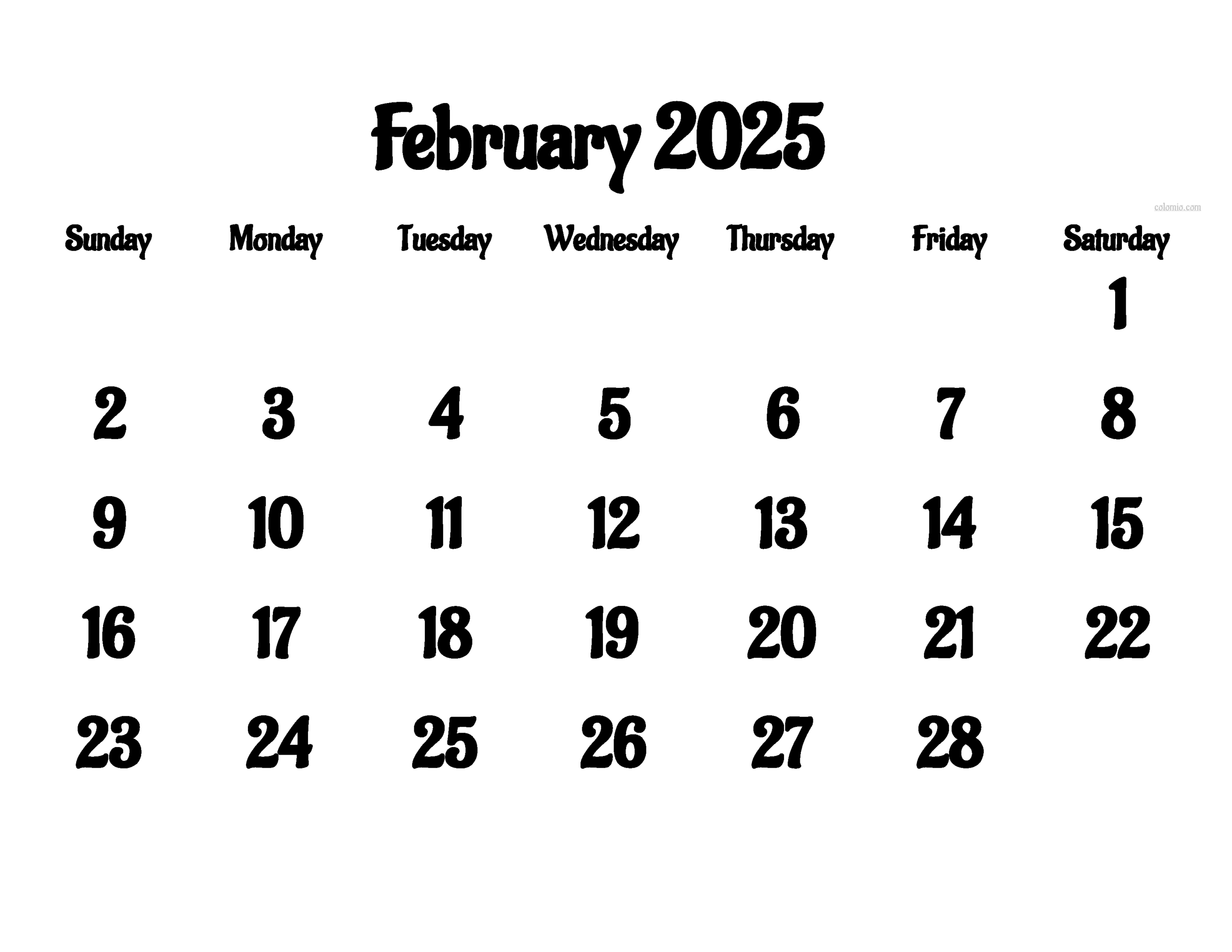 February 2025 Calendar Free Printable PDF XLS And PNG Www colomio February 2025 Calendar Free Printable PDF XLS And PNG Www colomio