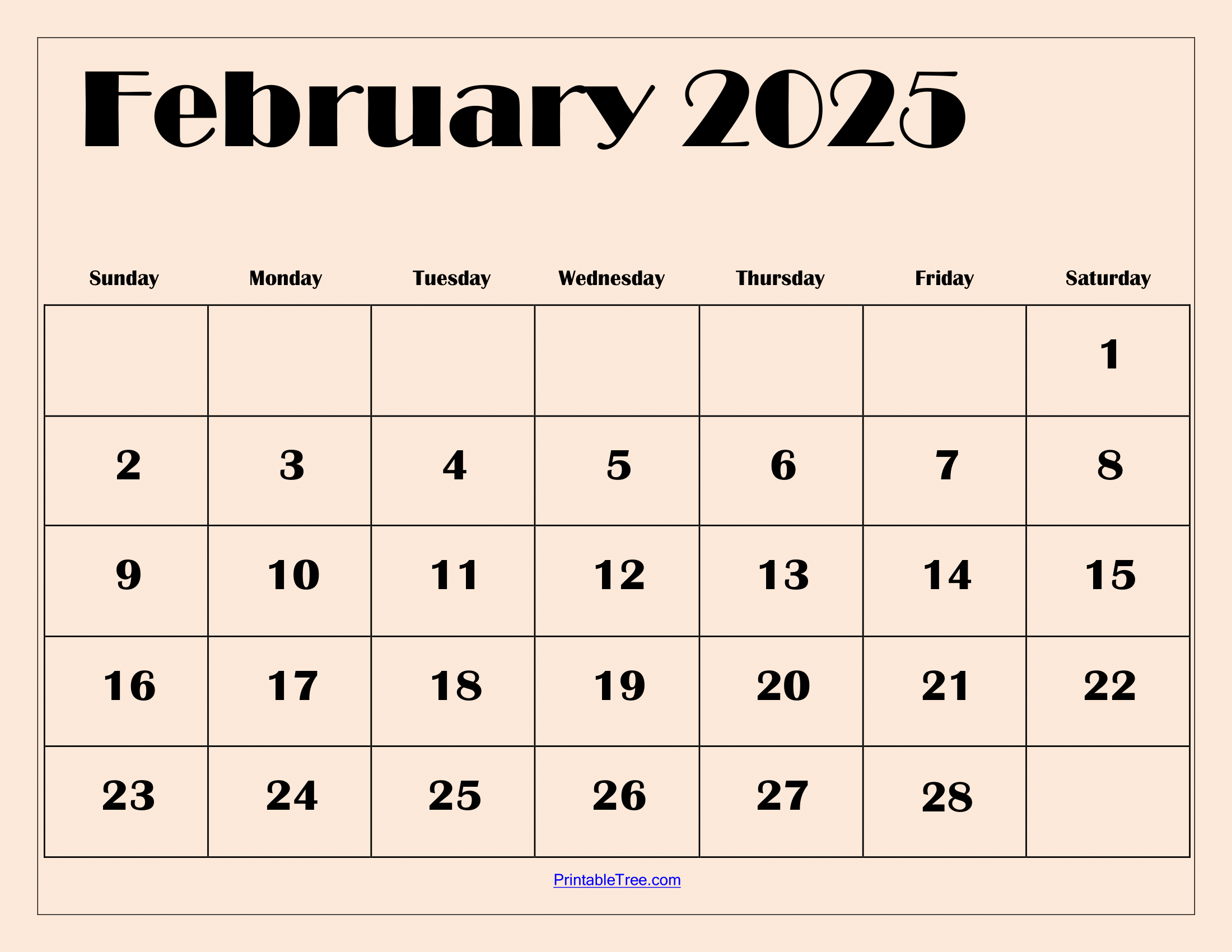 February 2025 Calendar Printable PDF Template With Holidays February 2025 Calendar Printable PDF Template With Holidays