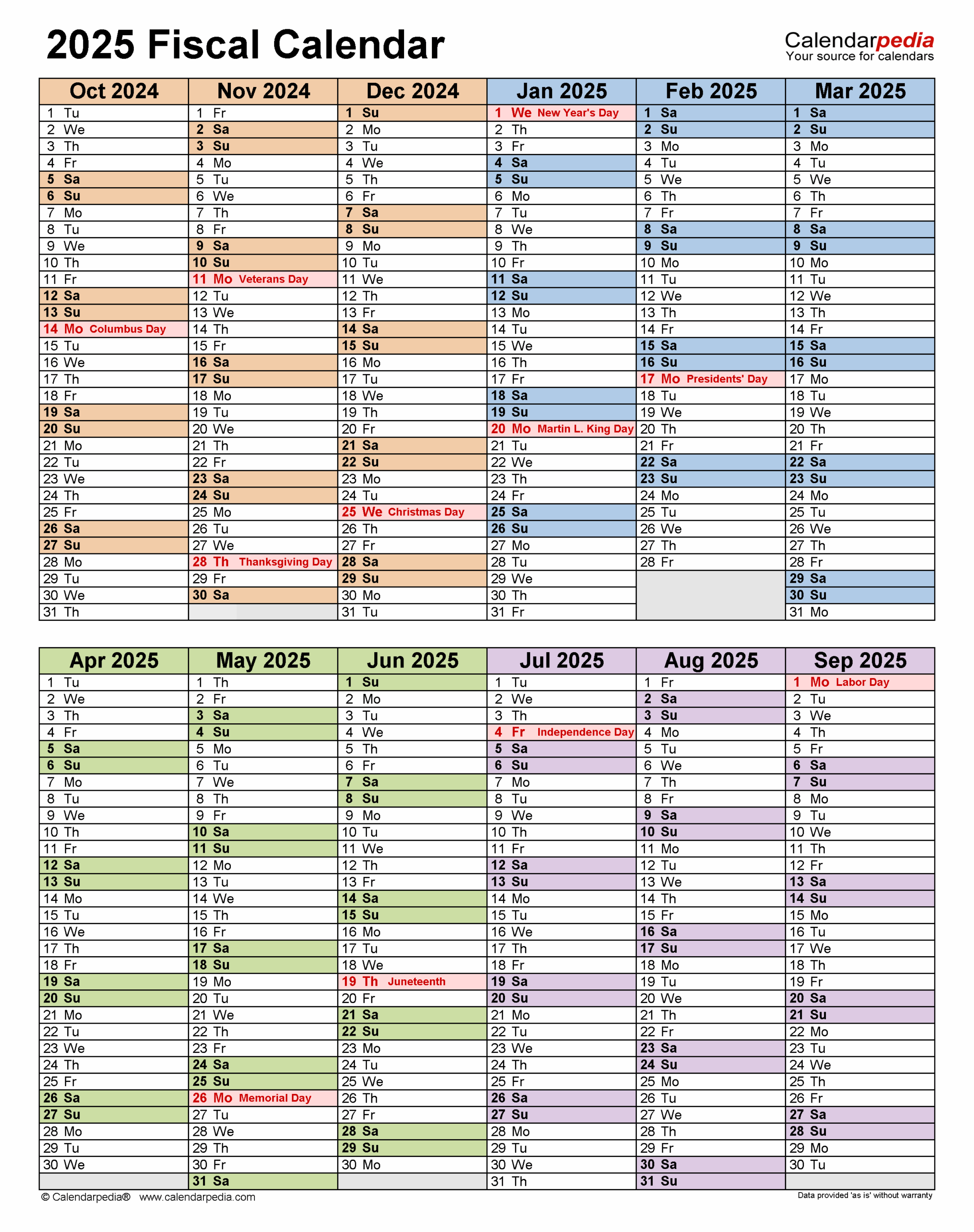 Fiscal Calendars 2025 Free Printable Word Templates Fiscal Calendars 2025 Free Printable Word Templates