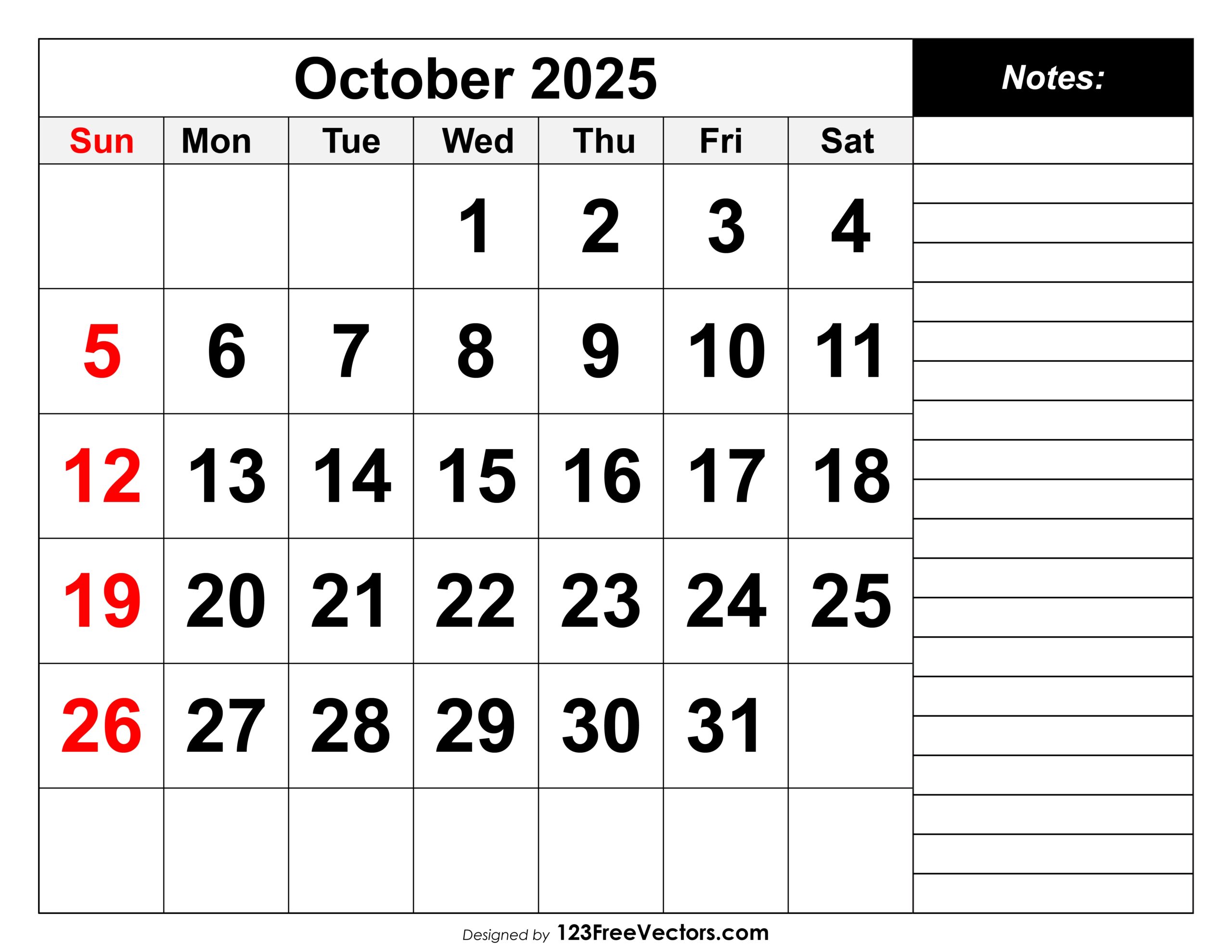 calendar october 2025