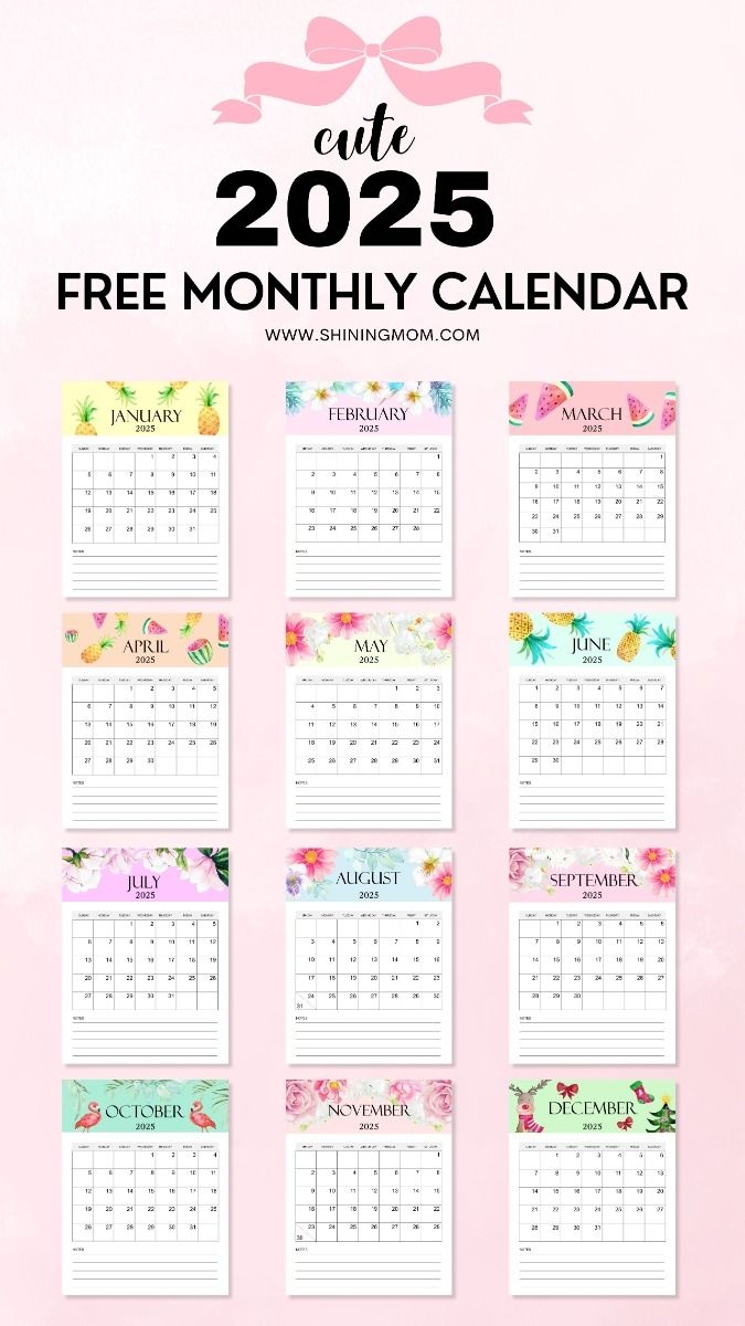 Free Monthly 2025 Calendar For Instant Download Cute Templates You ll Love 