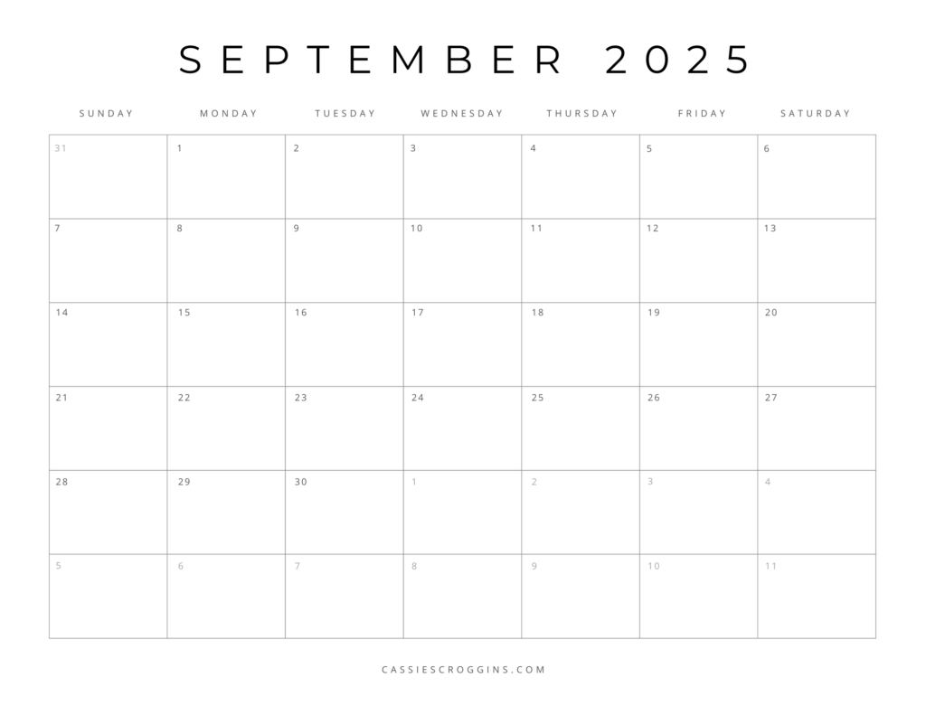 september 2025 calendar printable