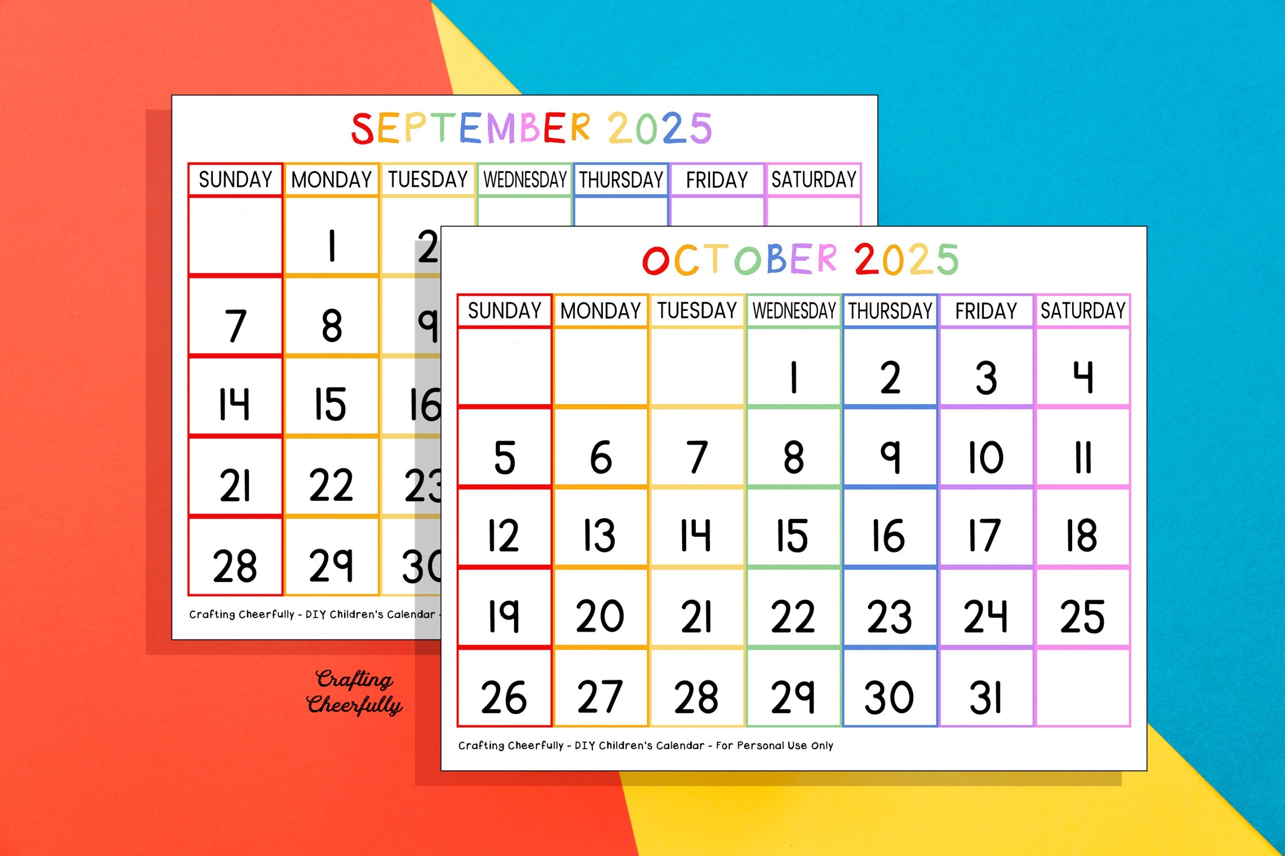 Free Printable Calendar Pages For Kids Crafting Cheerfully