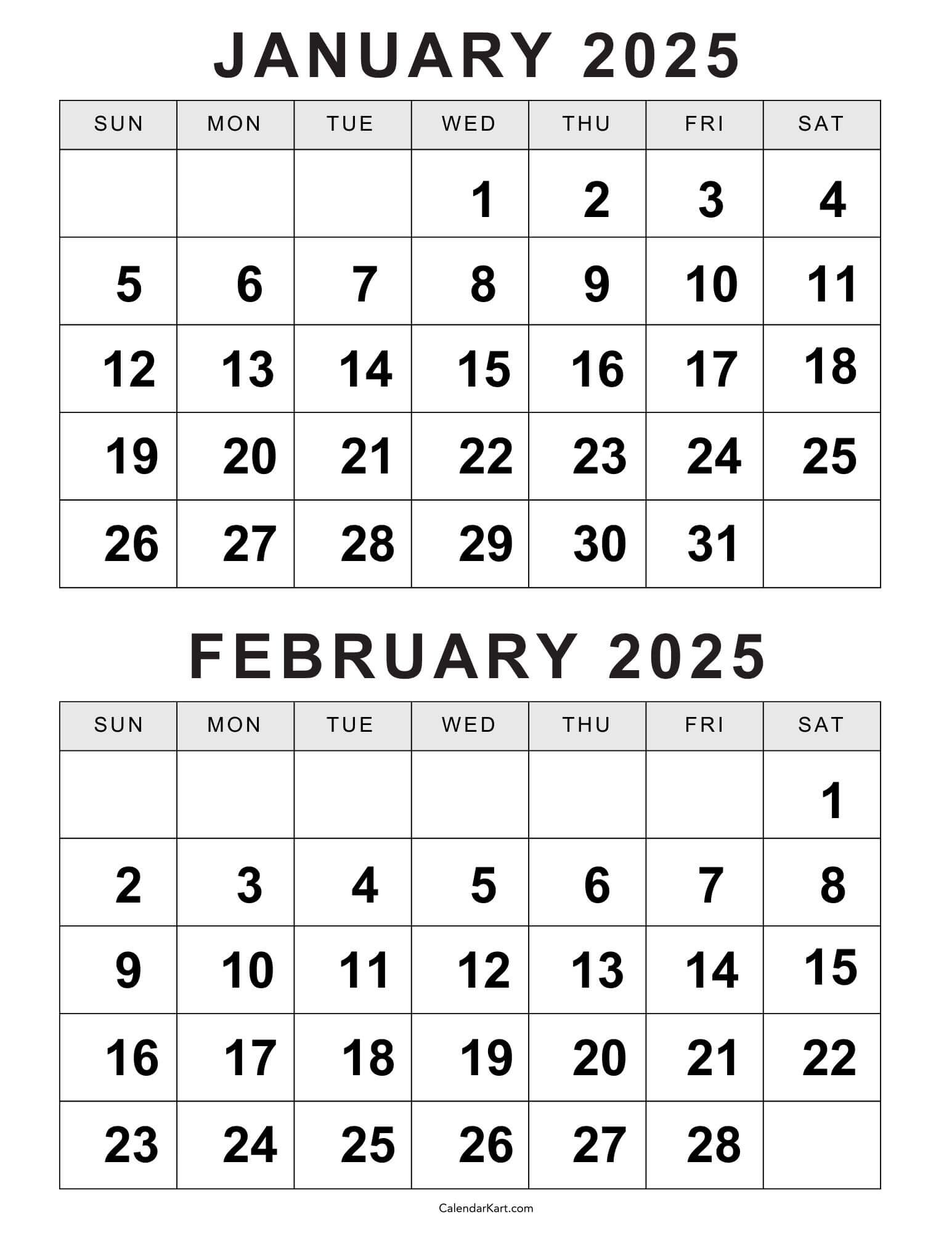 Free Printable January February Calendar 2025 CalendarKart Free Printable January February Calendar 2025 CalendarKart