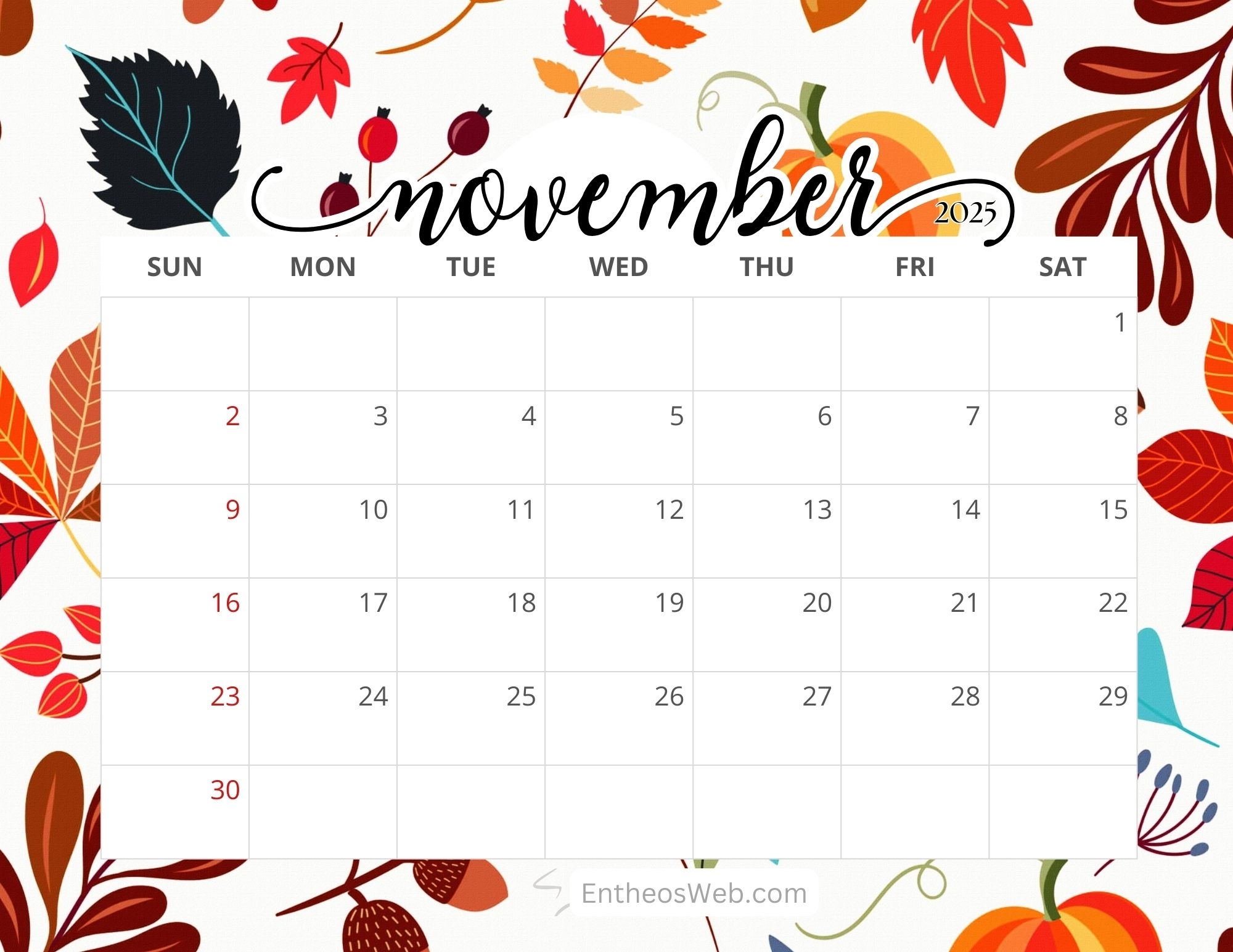 Free Printable November 2025 Calendars EntheosWeb Free Printable November 2025 Calendars EntheosWeb
