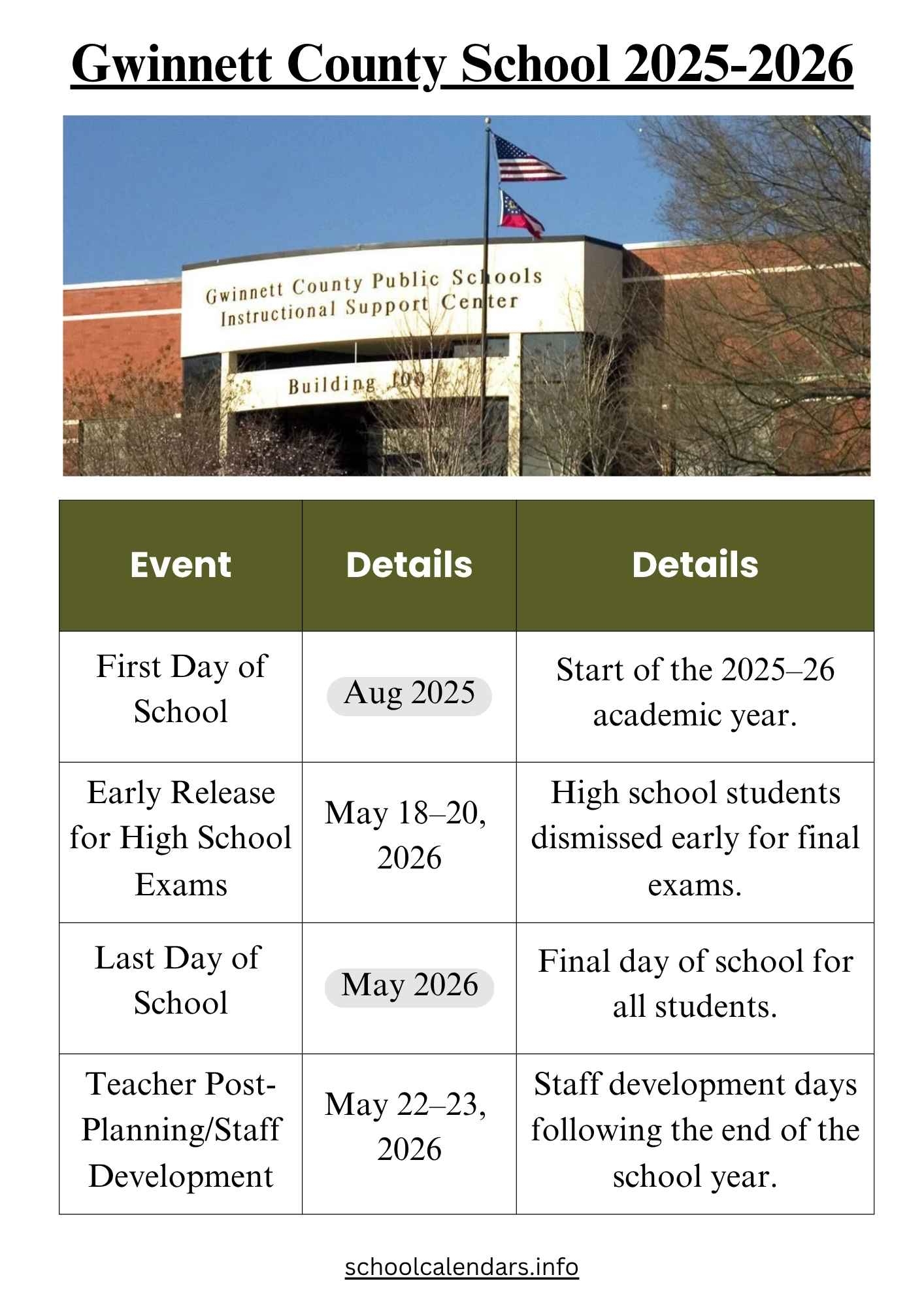 Gwinnett County School Calendar Schedule 2025 26 Gwinnett County School Calendar Schedule 2025 26