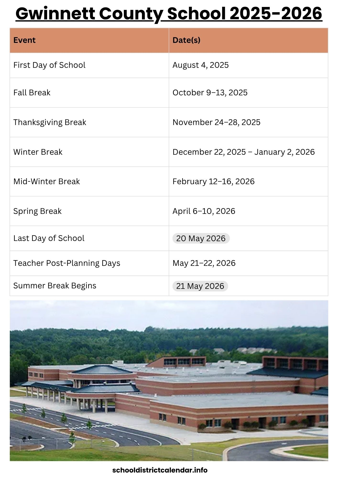 Gwinnett County School Calendar With Holidays 2025 2026 Gwinnett County School Calendar With Holidays 2025 2026
