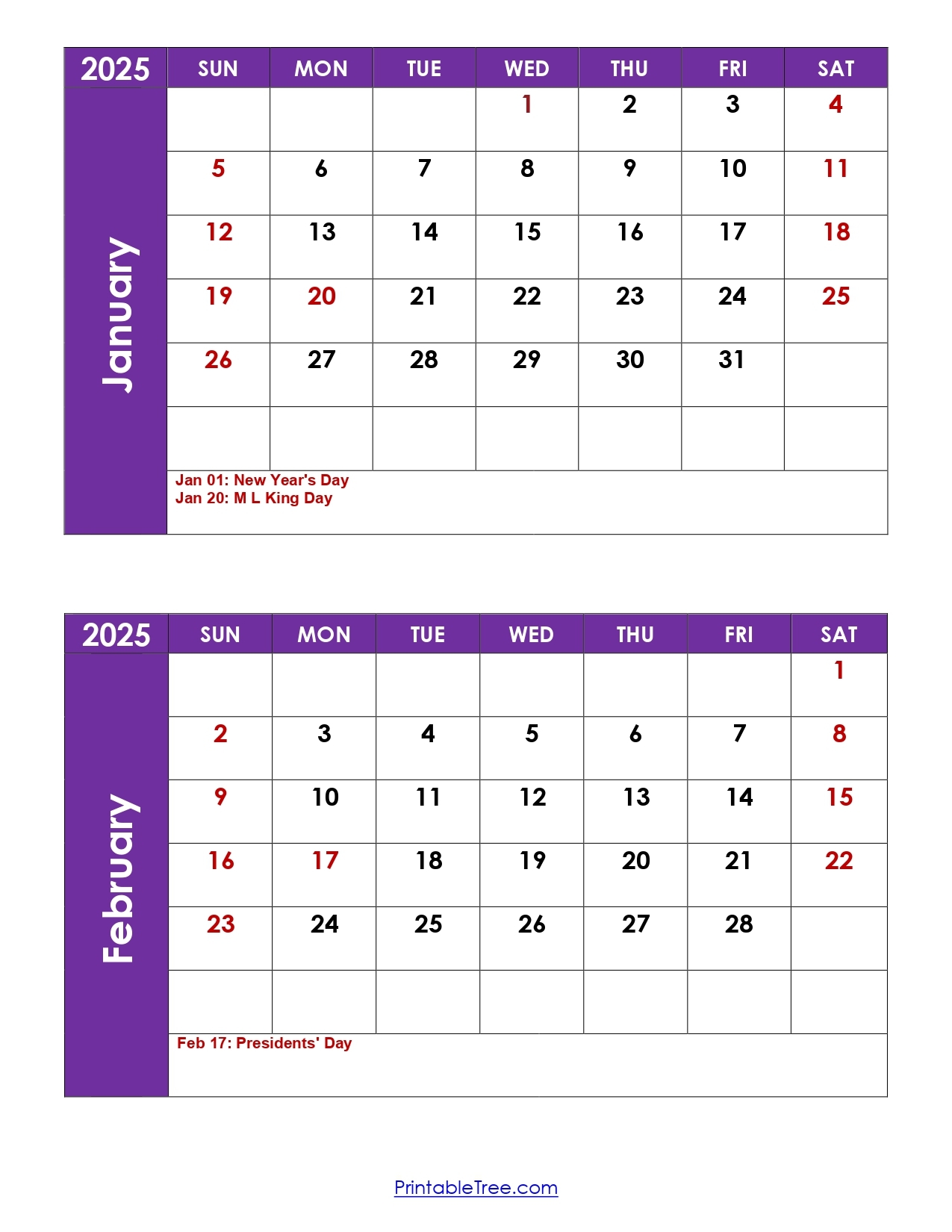 January And February 2025 Calendar Two Months Calendar January And February 2025 Calendar Two Months Calendar